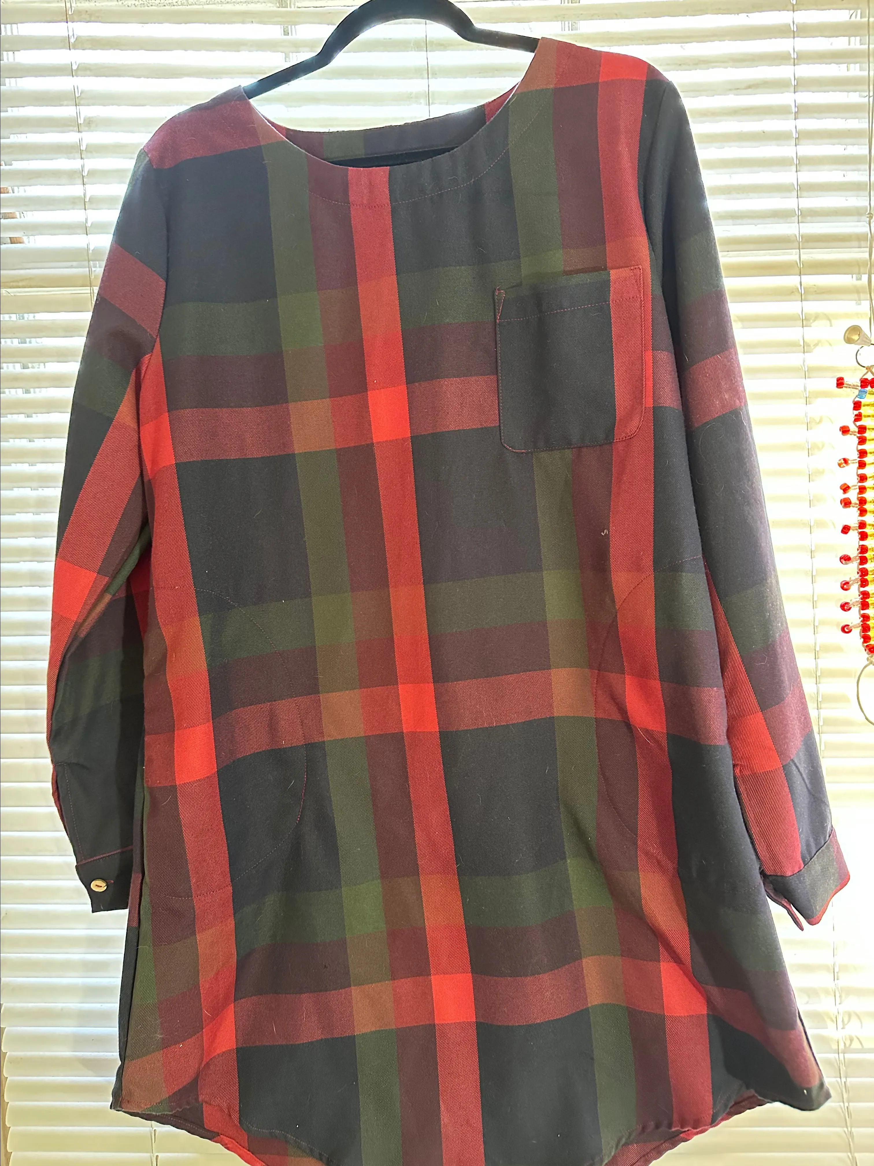 Product image for Plaid long sleeve A-frame dress