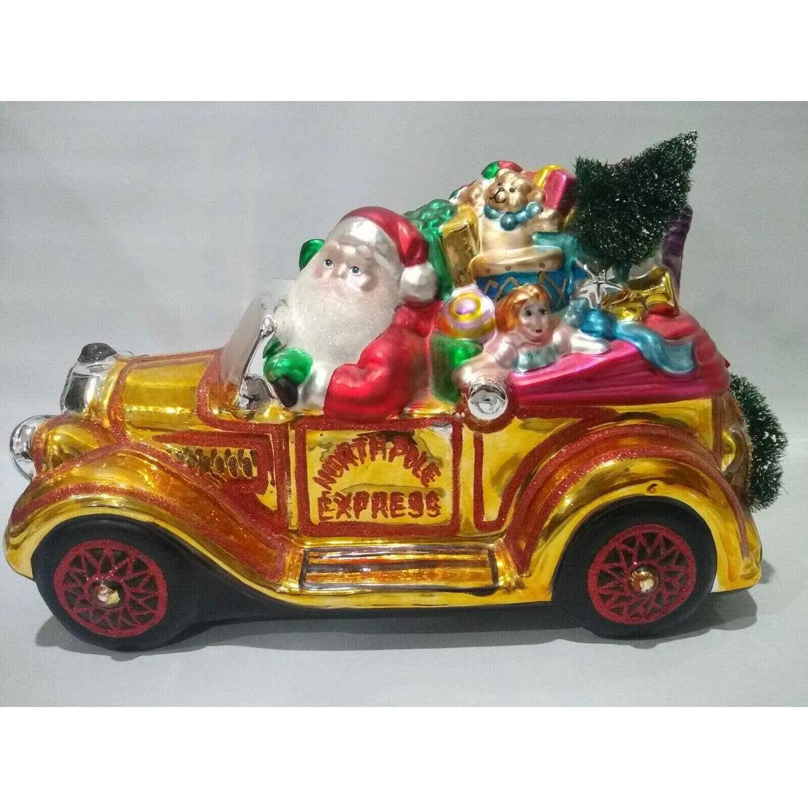 Product image for Mercury Glass Christmas "Driving the North Pole Express" Santa Dept.56 car