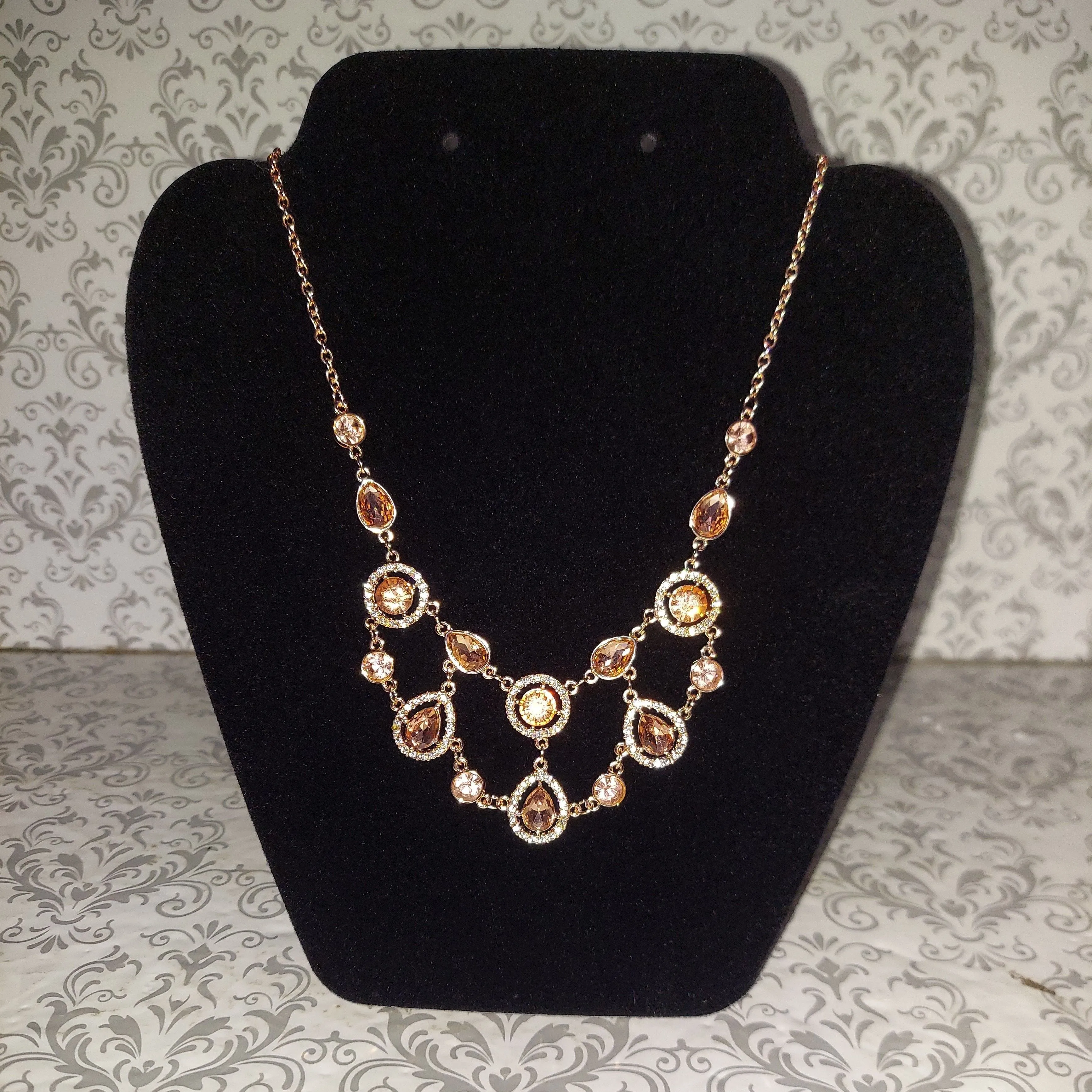 Product image for Rose Gold Tone And Pink Stone Necklace