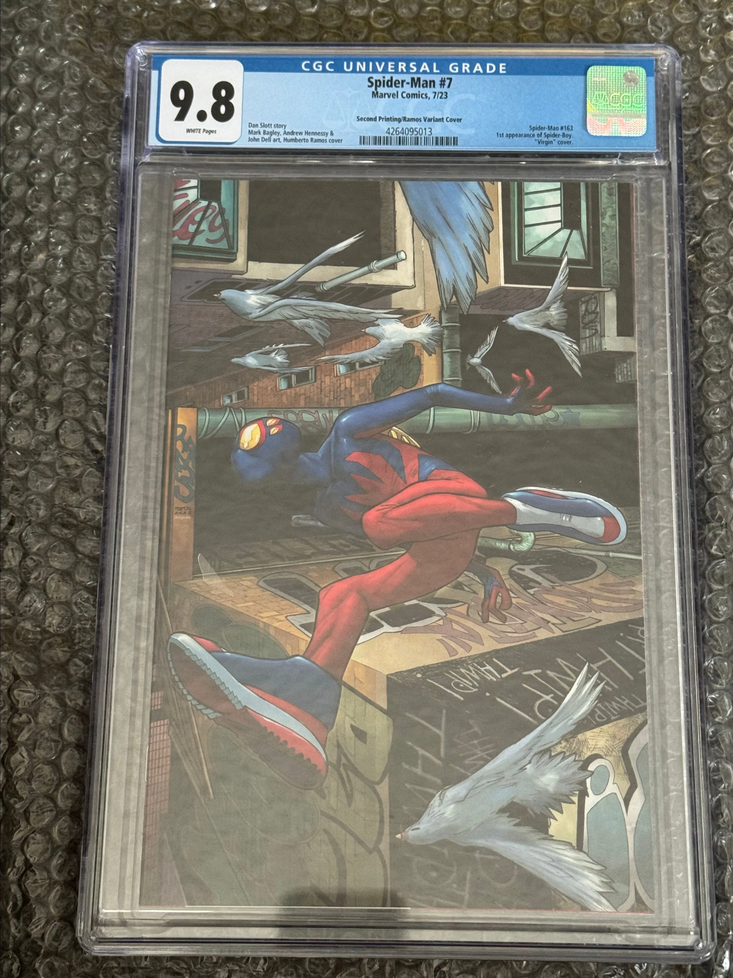 Product image for Spider-Man #7 CGC 9.8 (2023) - Ramos Virgin Second Printing Variant 1:25
