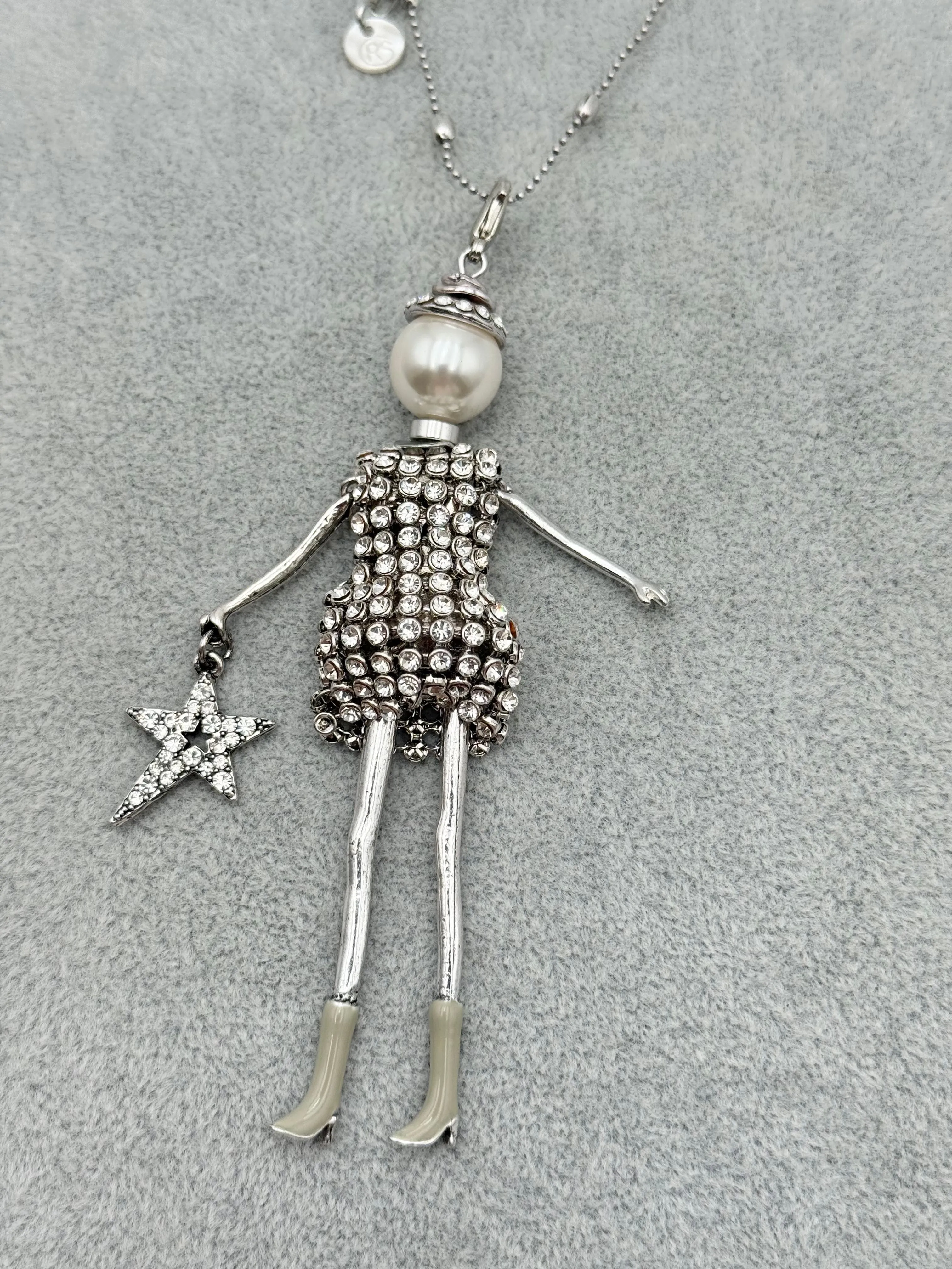 Product image for Whimsical Parisian Costume Fashionable Lady Necklace 30" Mesh Rhinestone Mini Dress Star Purse!