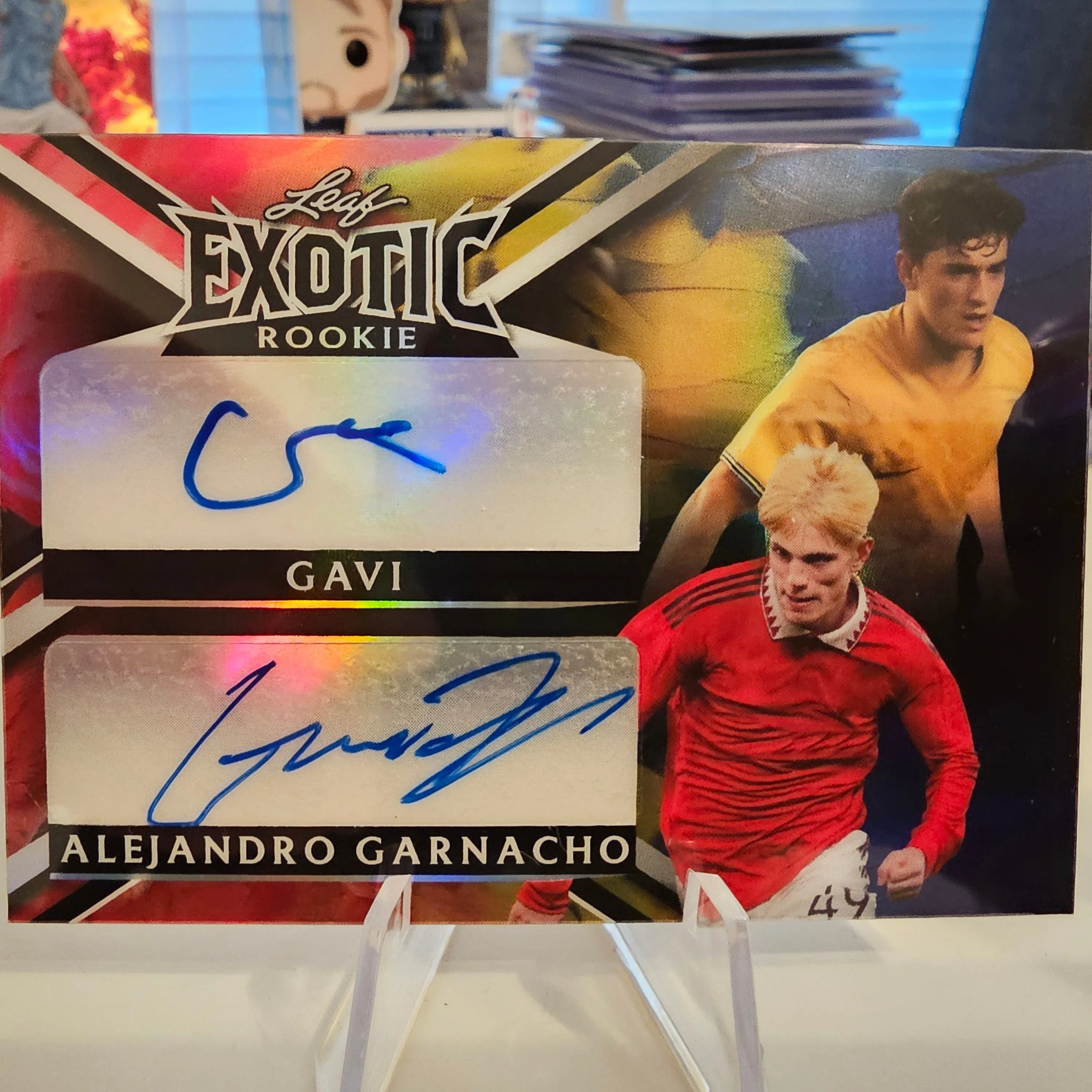 Product image for 2023 Leaf Exotic Dual Auto Alejandro Garnacho/Gavi 1/1