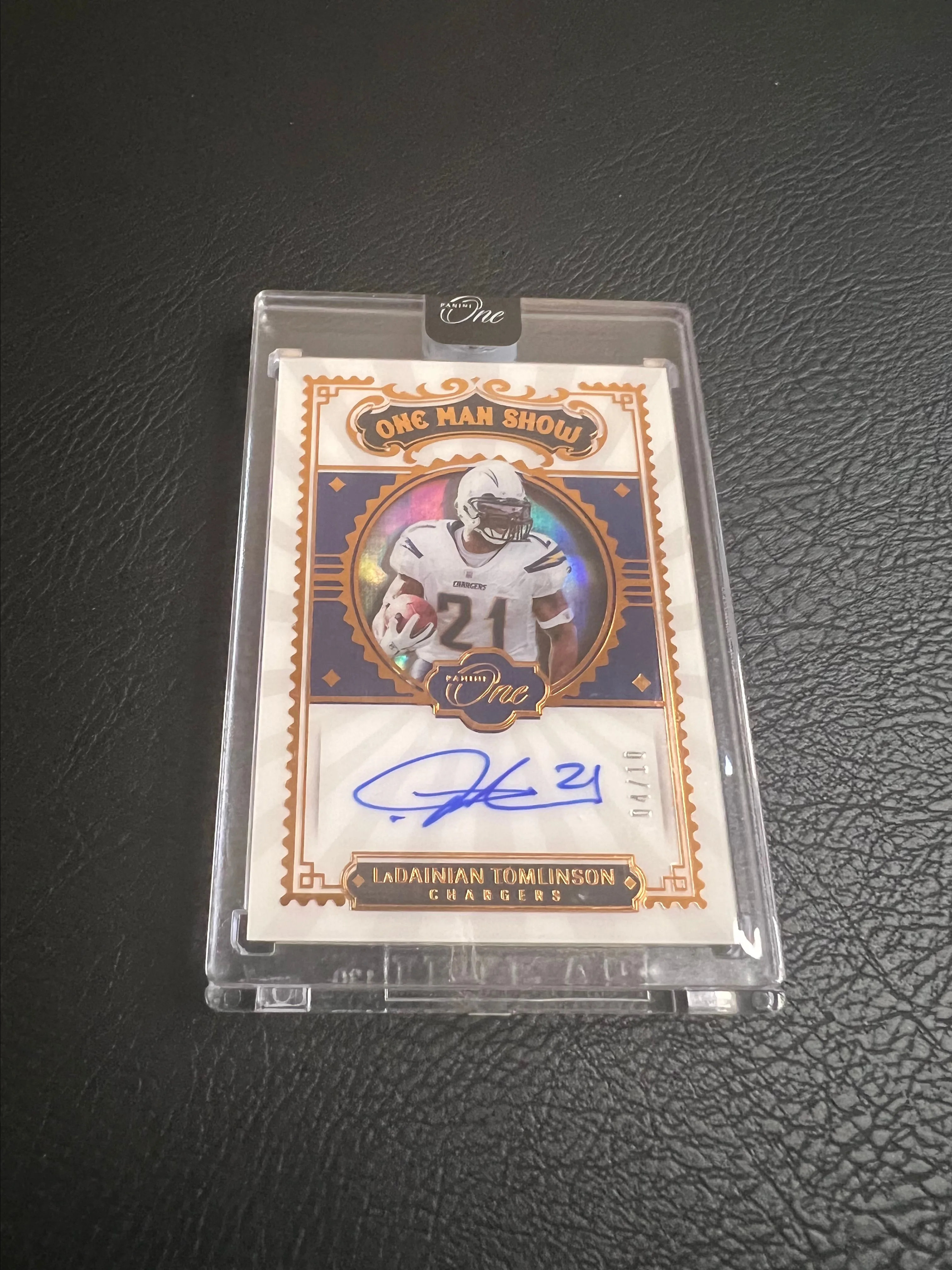 Product image for LaDainian Tomlinson Autographed 2022 Panini One Man Show Bronze Card /10