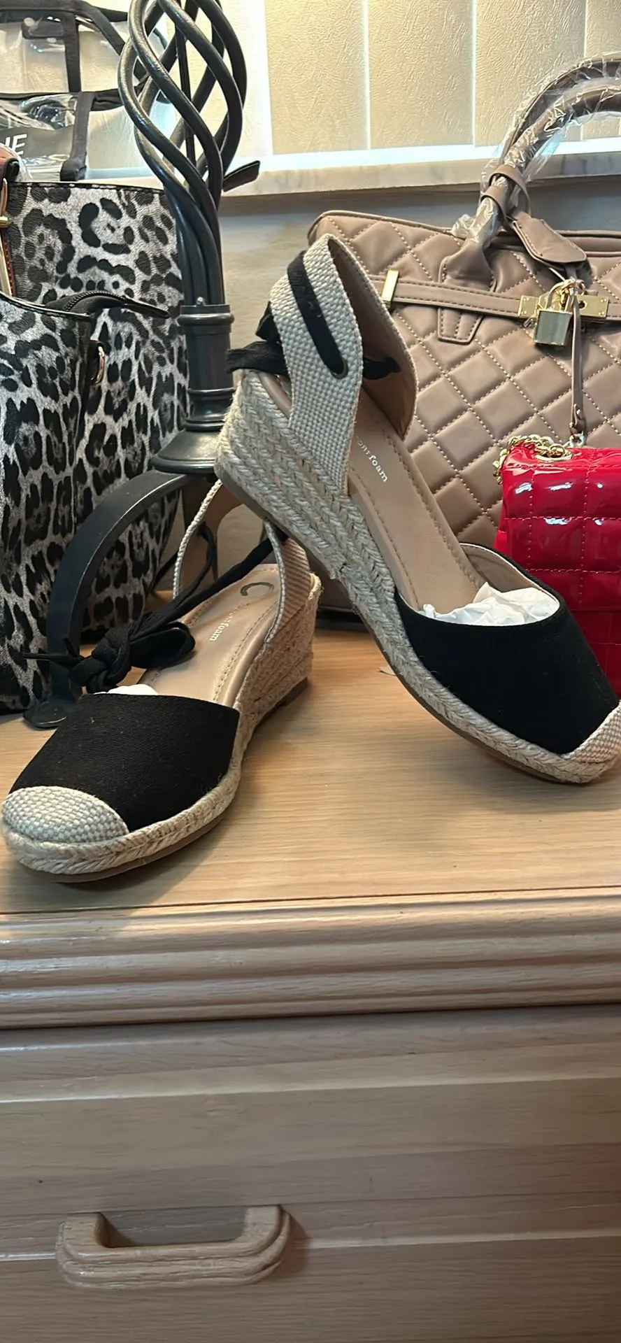 Product image for Black ' Beige  Lace-up Sandals