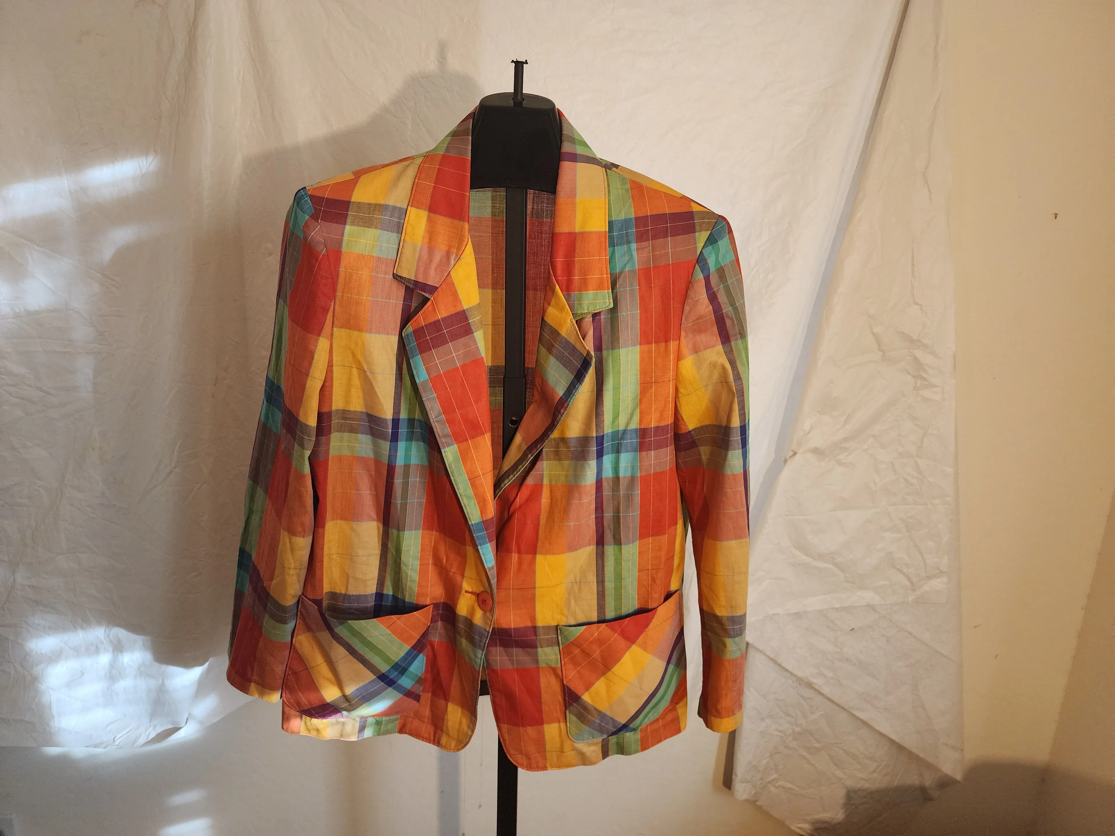 Product image for 1990s Rrrrr Multi Color Plaid Long Sleeve Blazer