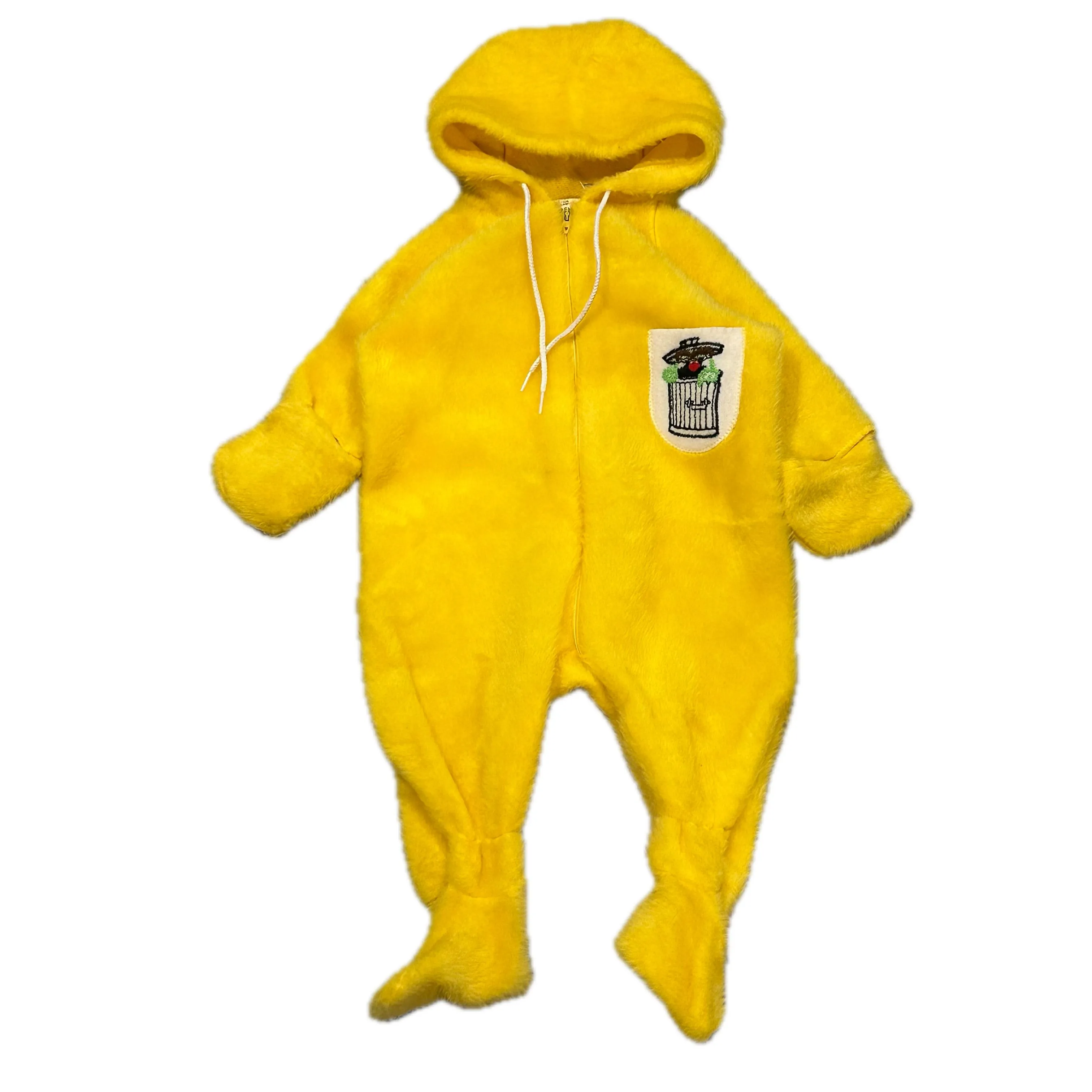 Product image for Vtg Sesame Street Fleece Bunting w/ Hood & Mittens Oscar the Grouch Size 12-18 Months