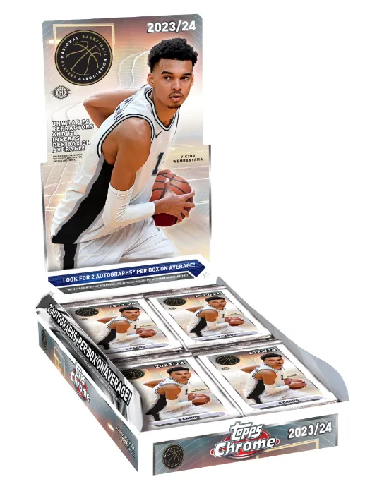 Product image for 23-24 TOPPS CHROME BASEKETBALL  HOBBY BOX (2 AUTOS PER BOX) 