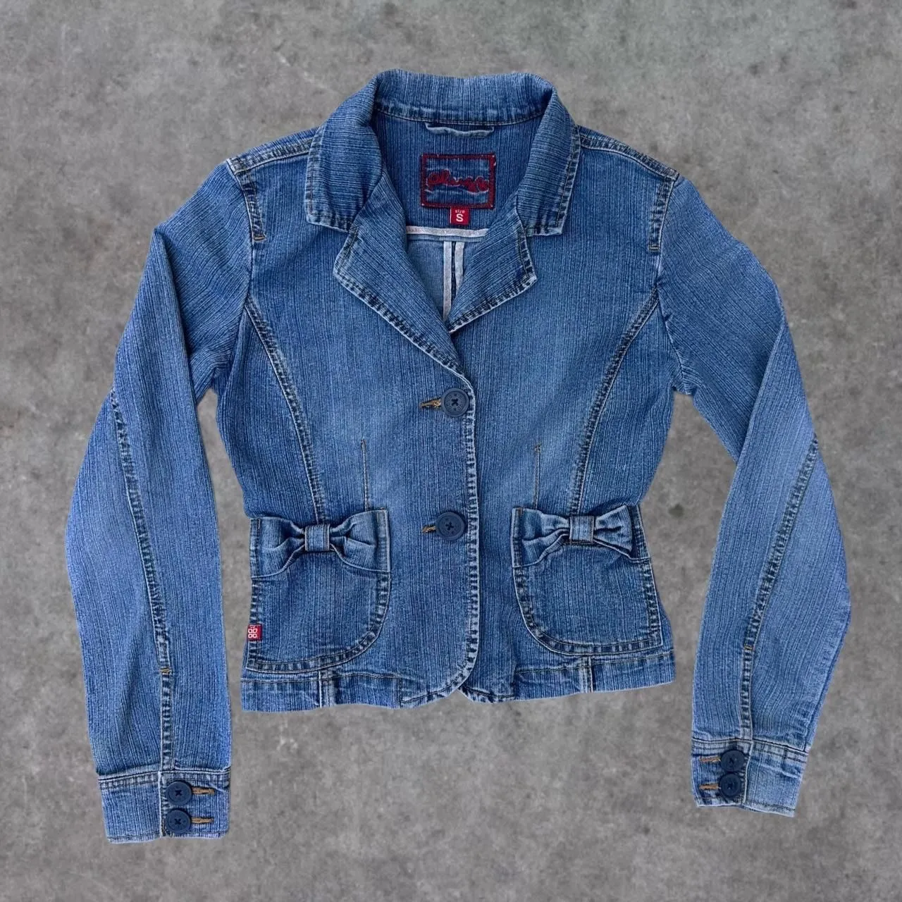 Product image for Y2K Denim Jacket w/ Bow Details