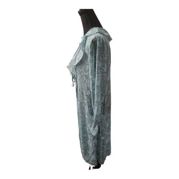 Product image for Wild Fable Womens Green Floral Long Sleeve Midi Tie-Front Cover-Up Size S