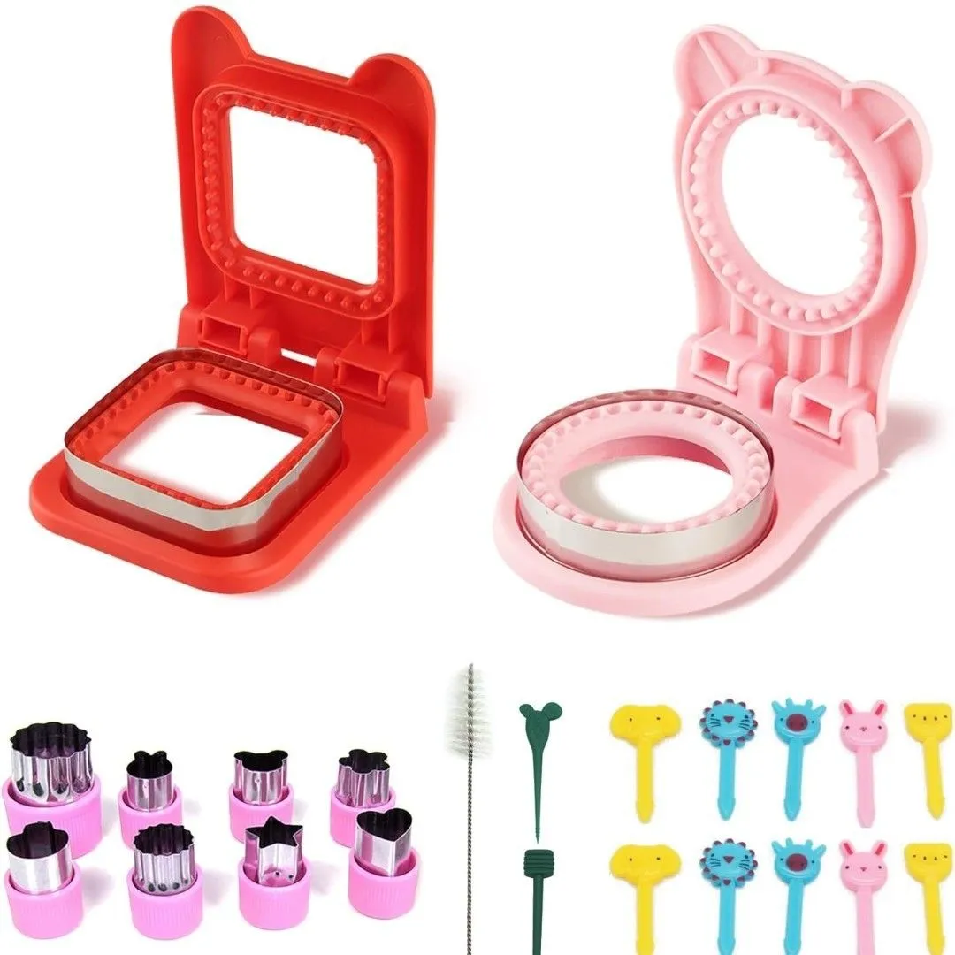 Product image for 23Pcs Sandwich Cutter and Sealer Set, Round Square Shapes Kids Food Lunch Cutters Maker Bread Sandwi
