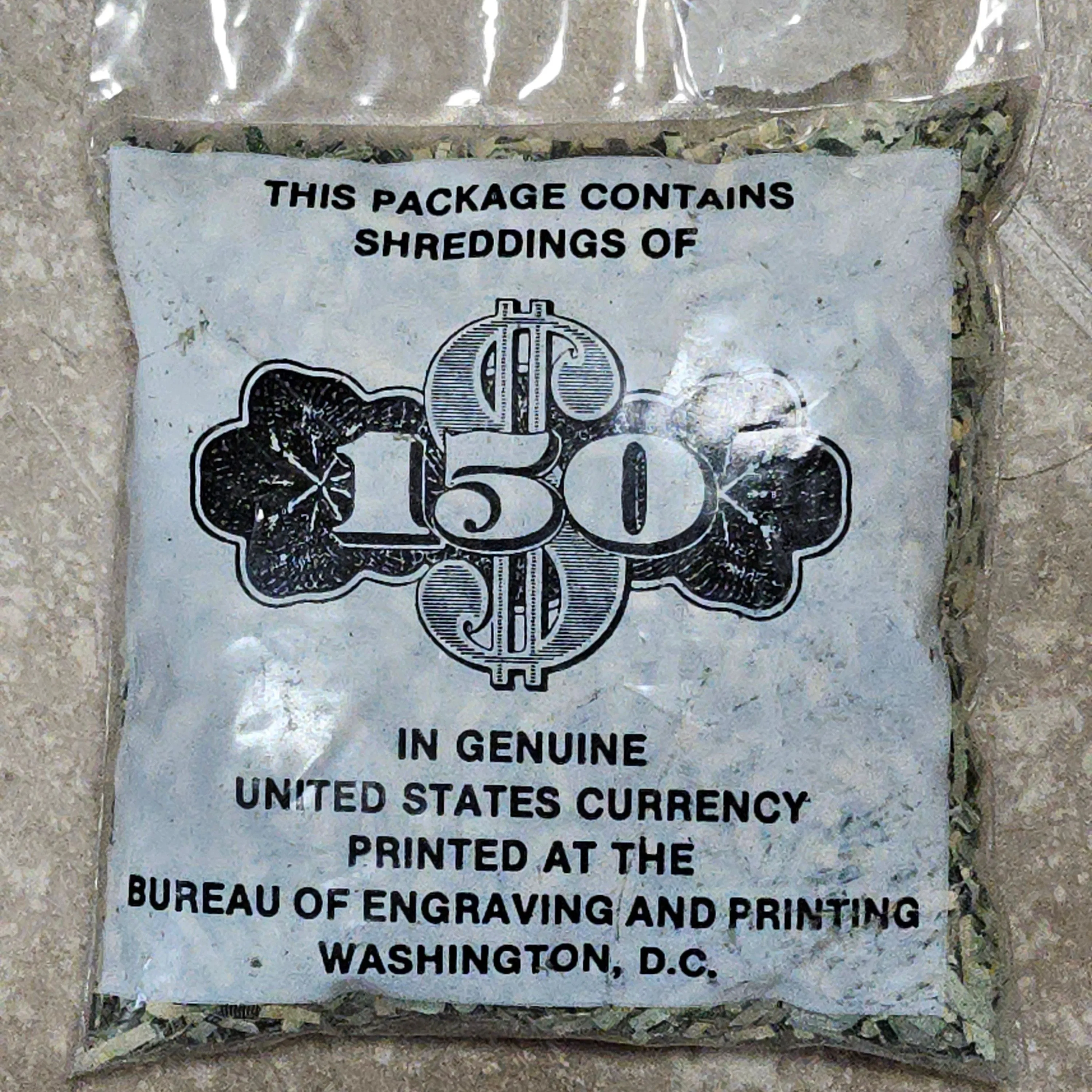 Product image for Shredded $150 Genuine USA Currency Printed at the Bureau of Engraving & Printing IOB NEAT!