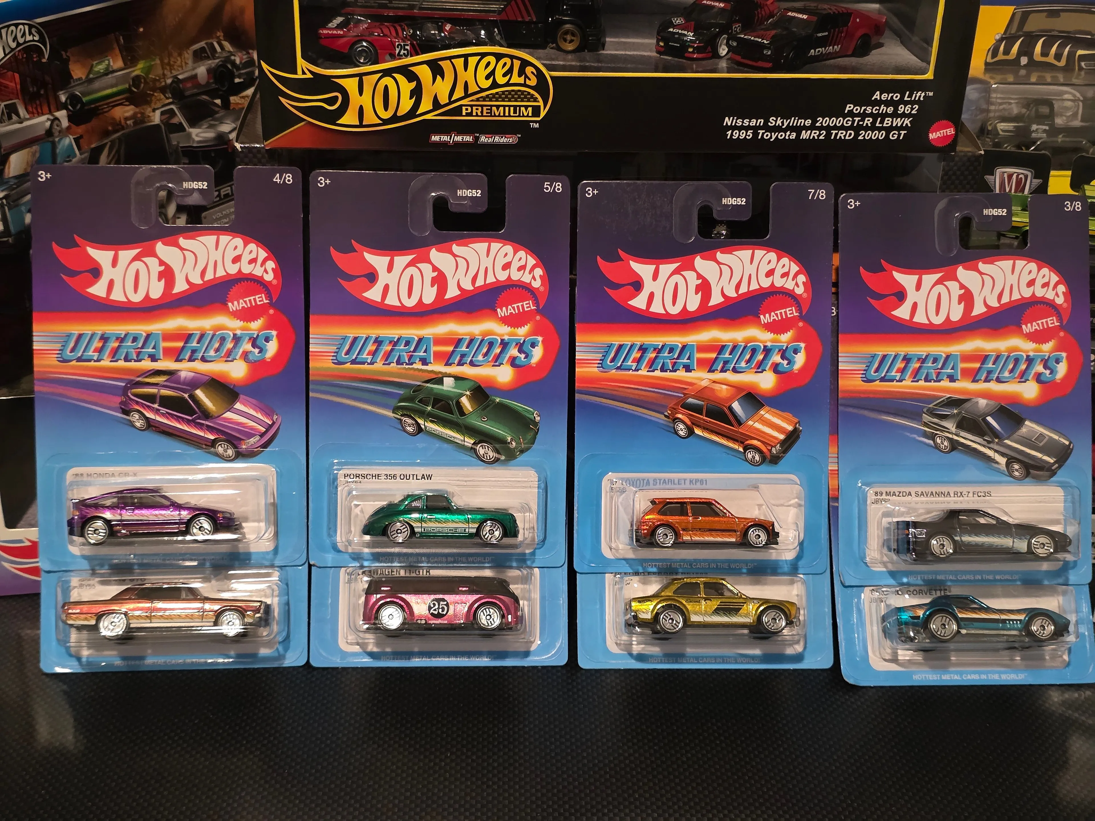 Product image for Ultra Hots 2025 NEW - Set of 8 - Hot Wheels HDG52 Mazda Honda Toyota Ford VW
