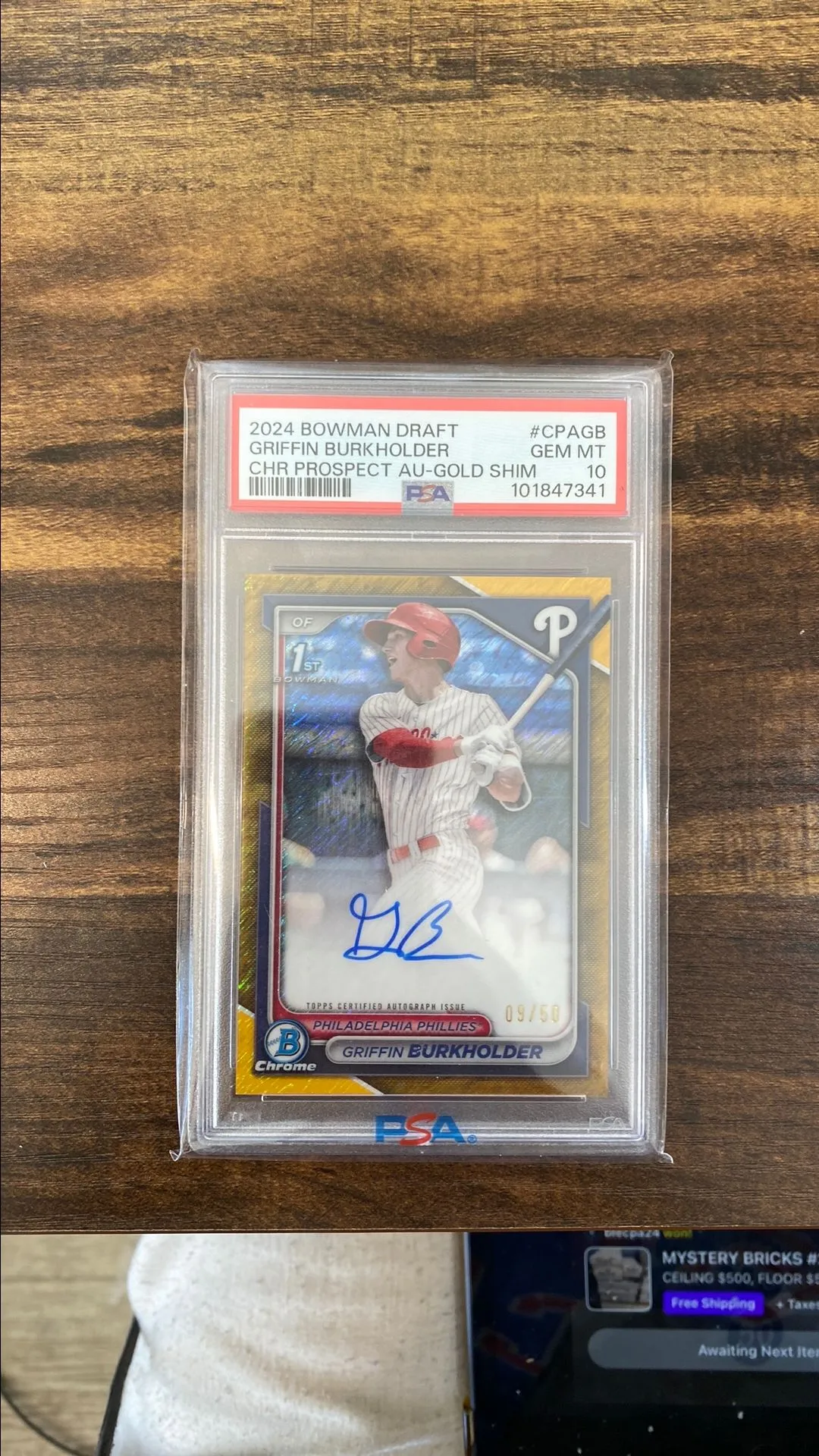 Product image for 2024 bowman draft chrome griffin Burkholder auto gold shimmer /50 psa 10 pop 1