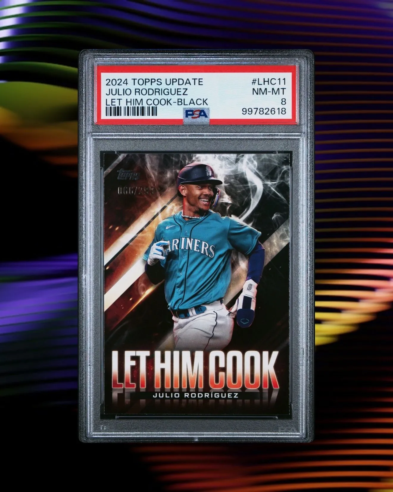 Product image for #29 2024 Topps Update Julio Rodriguez "Let Him Cook" - Black PSA 8 - 66/299 Seattle Mariners