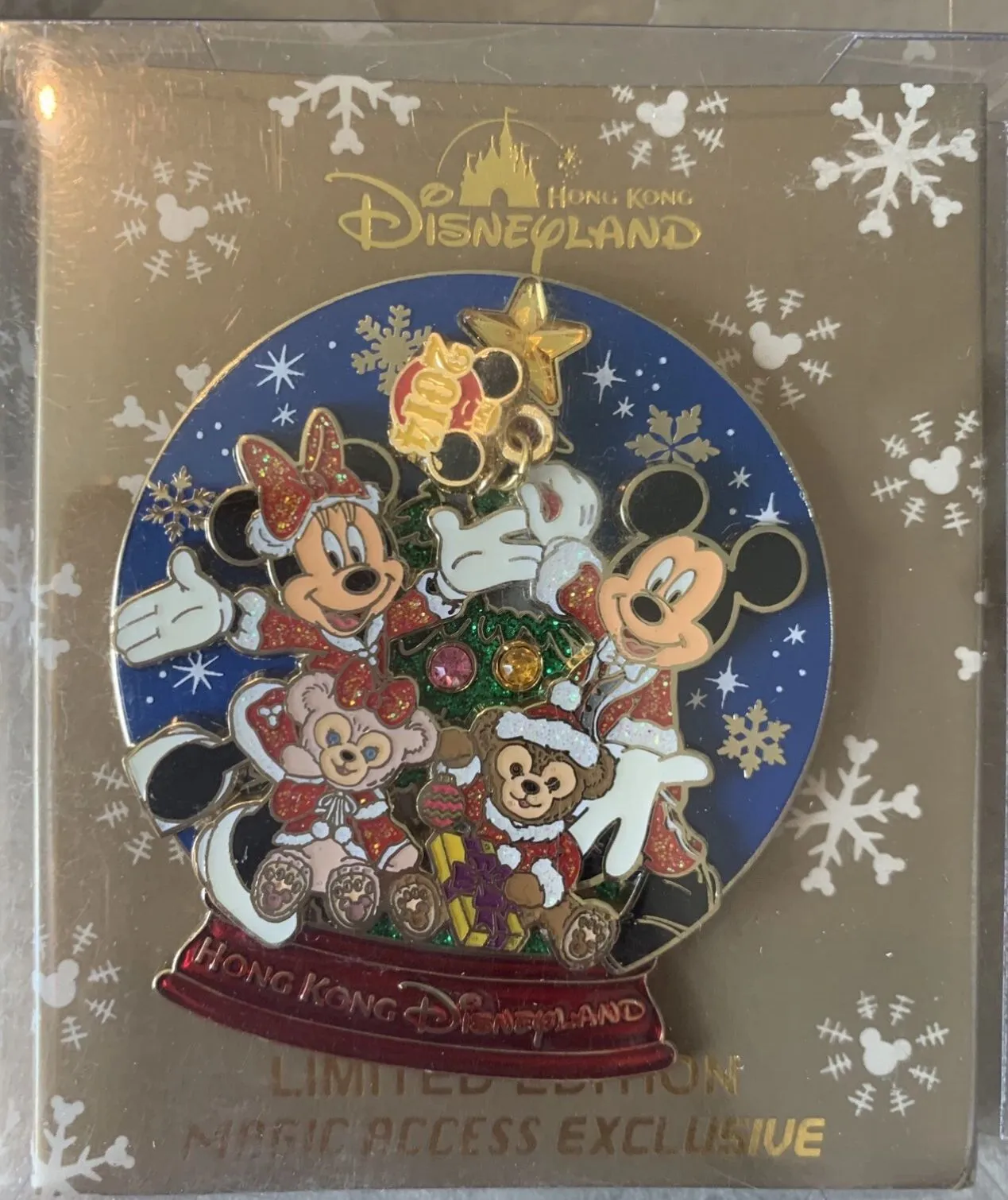Product image for Disney Pins HKDL Hong Kong Christmas Globe 2014 Mickey Minnie Duffy Jumbo LE 300