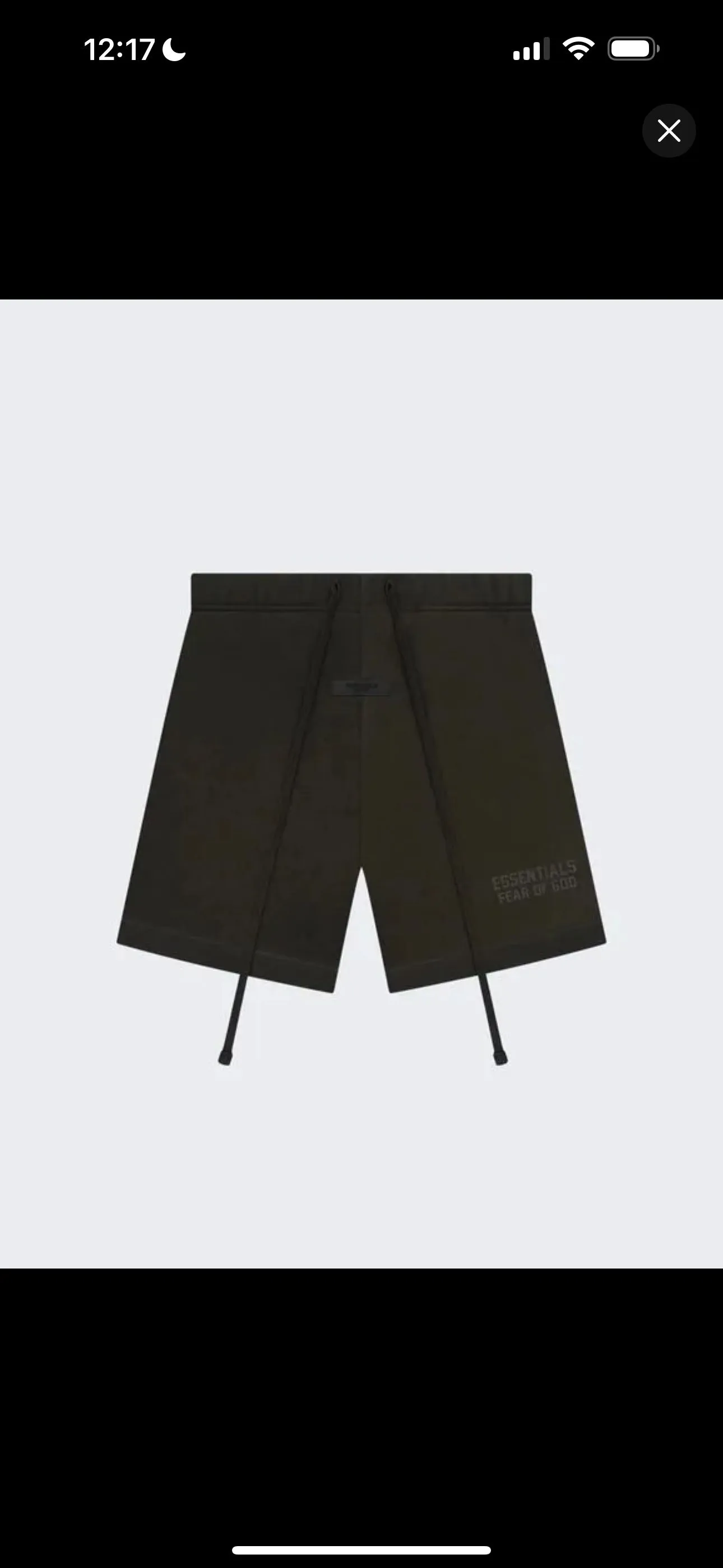 Product image for Essentials Fear of God Large Off black shorts (160SU222005F)(0261)