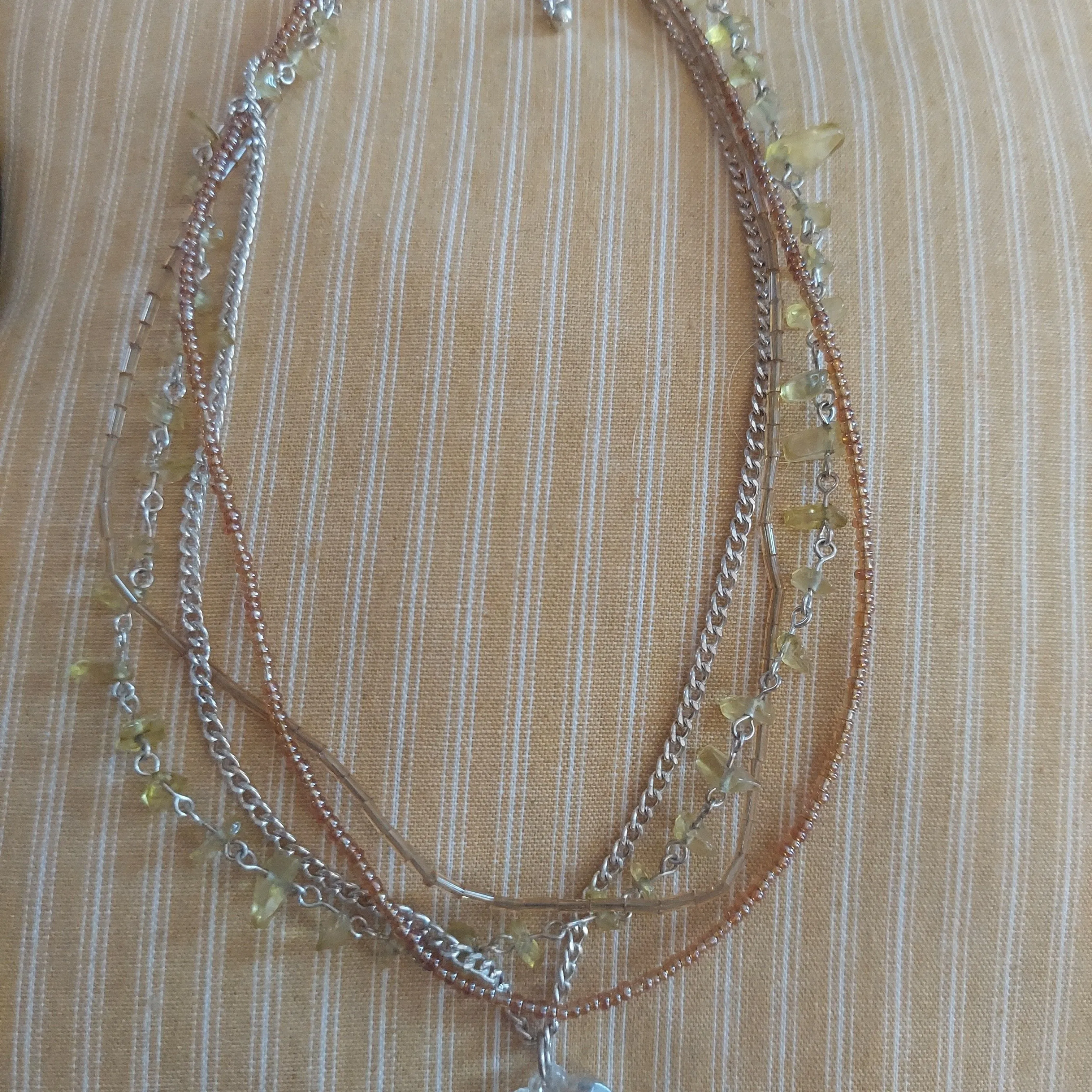 Product image for 4 strand neclace with heart pendant and beads