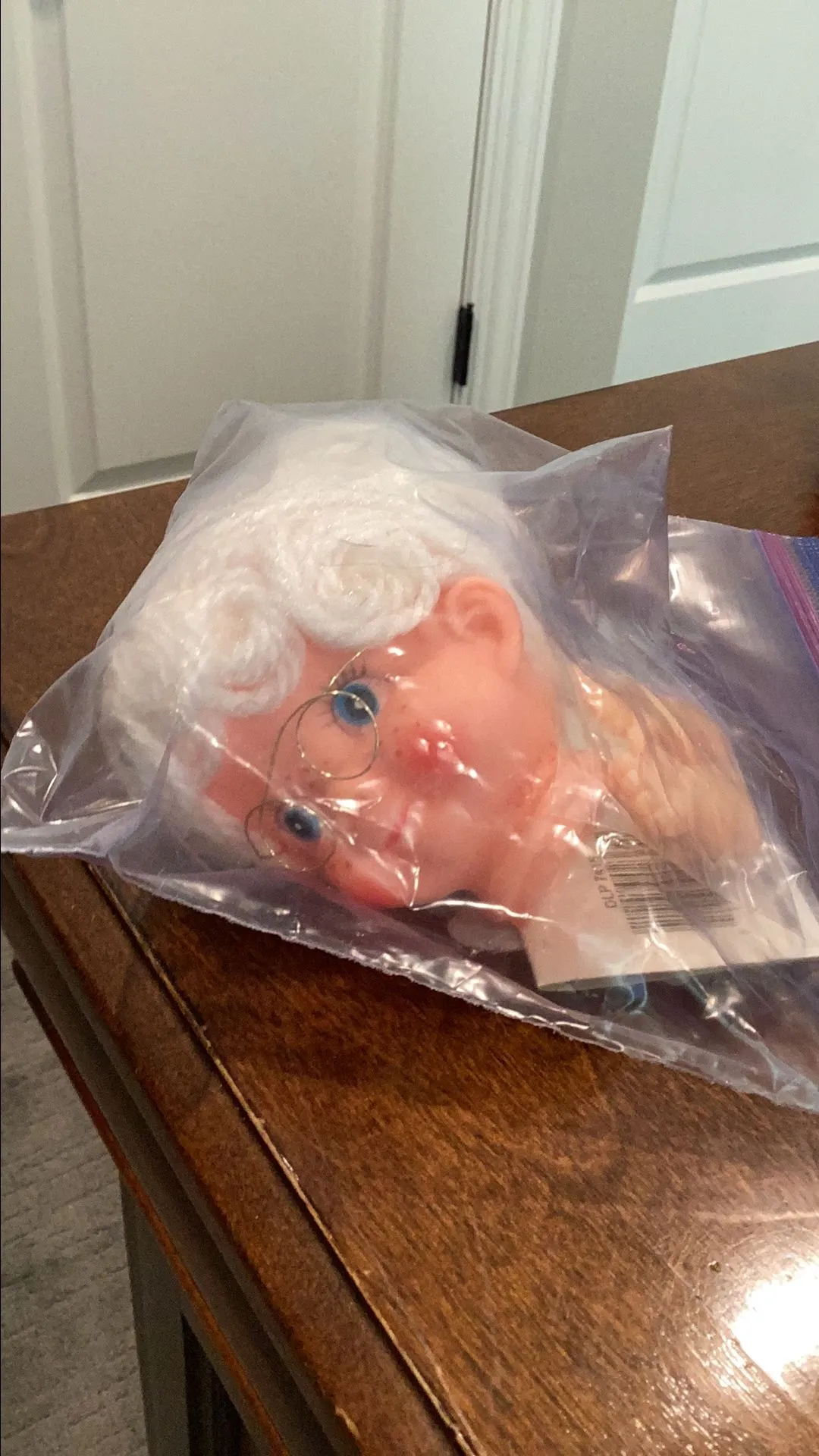 Product image for Vintage Mrs. Claus head and hands yarn hair #3