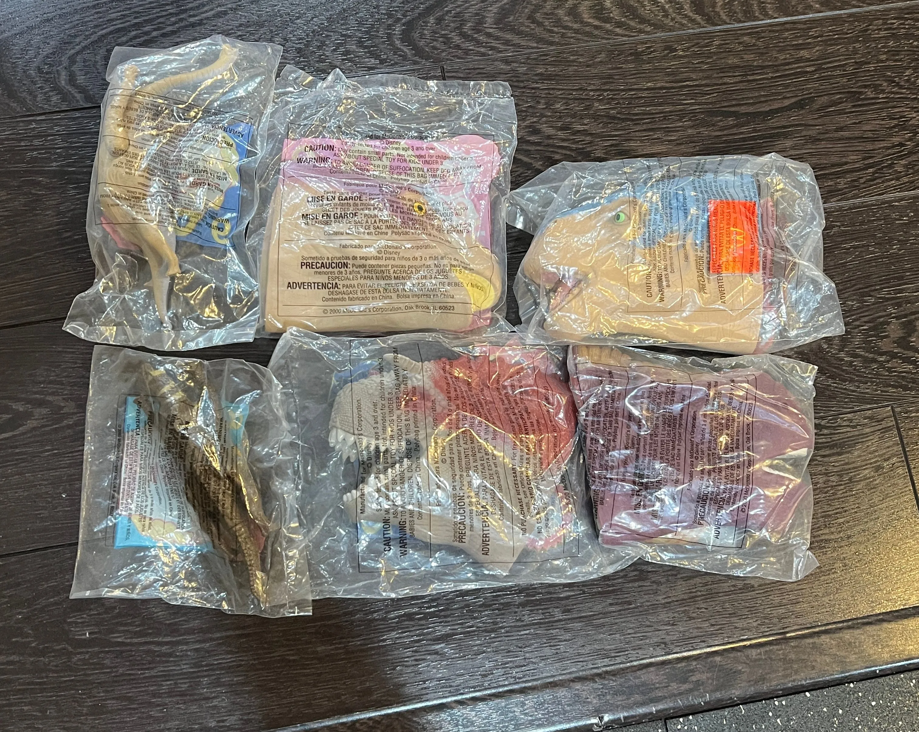 Product image for LOT of6 Disney 2000 Dinosaur Movie McDonald's Happy Meal Toy Figure Puppet figs