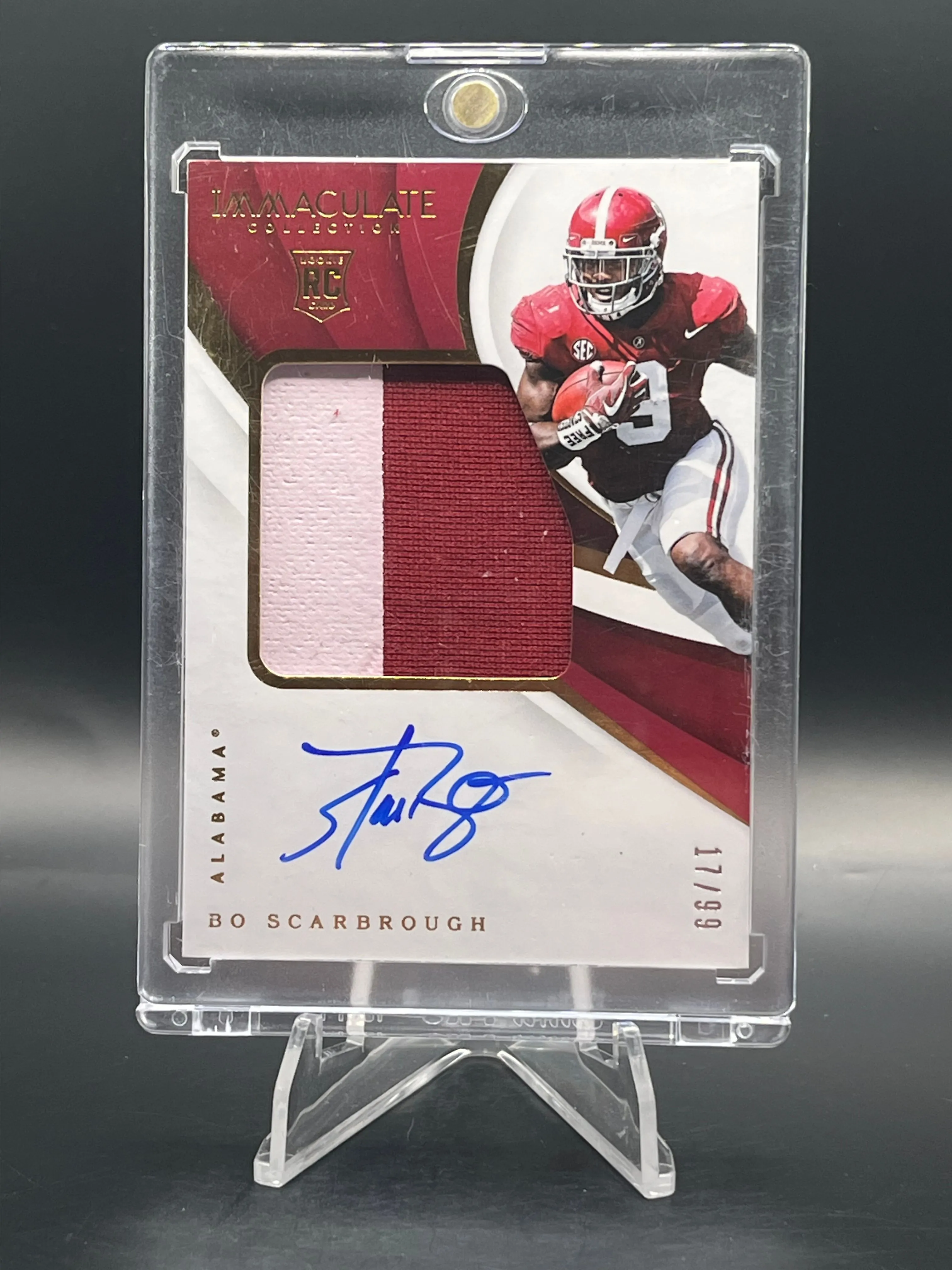Product image for 17/99 Bo Scarbrough Alabama RB 2018 Panini Immaculate Collection Collegiate Dual Color RPA