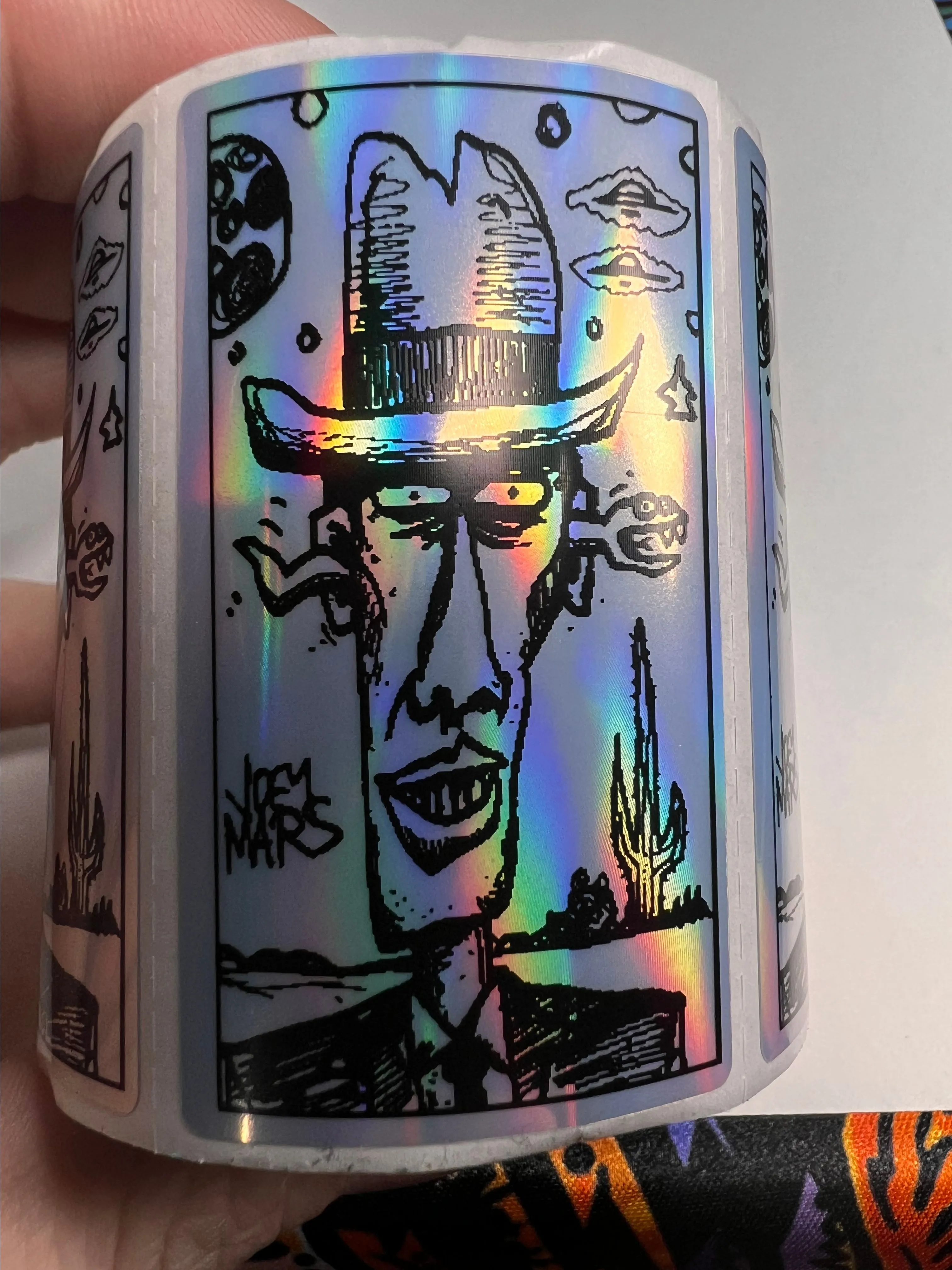 Product image for 50 Pack Agent Snakeflush 2.25x1.25 inch Hologram Stickers by Joey Mars