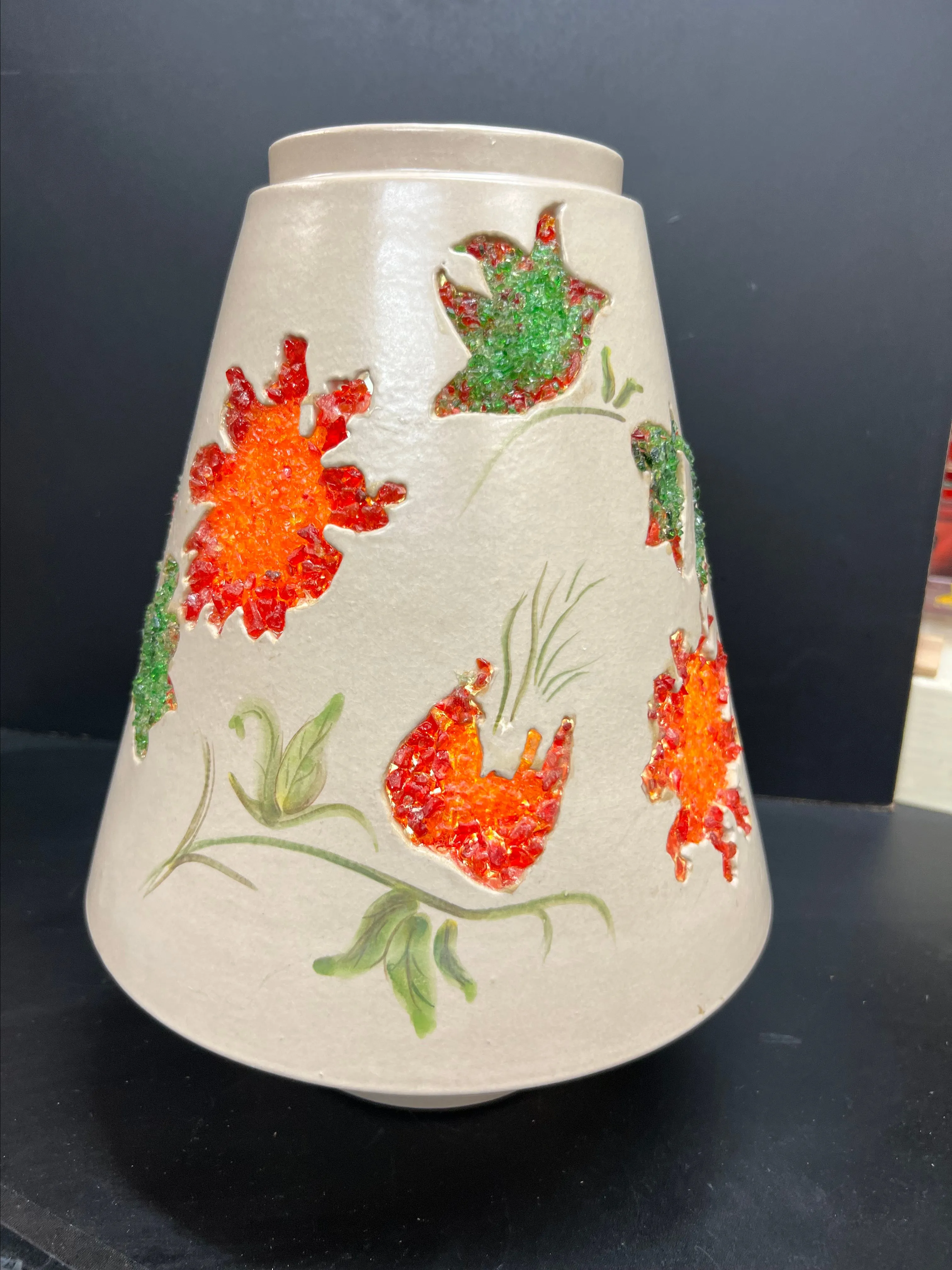 Product image for 0854 Mid Century Modern Ceramic Crushed Glass Candleholder or light shade