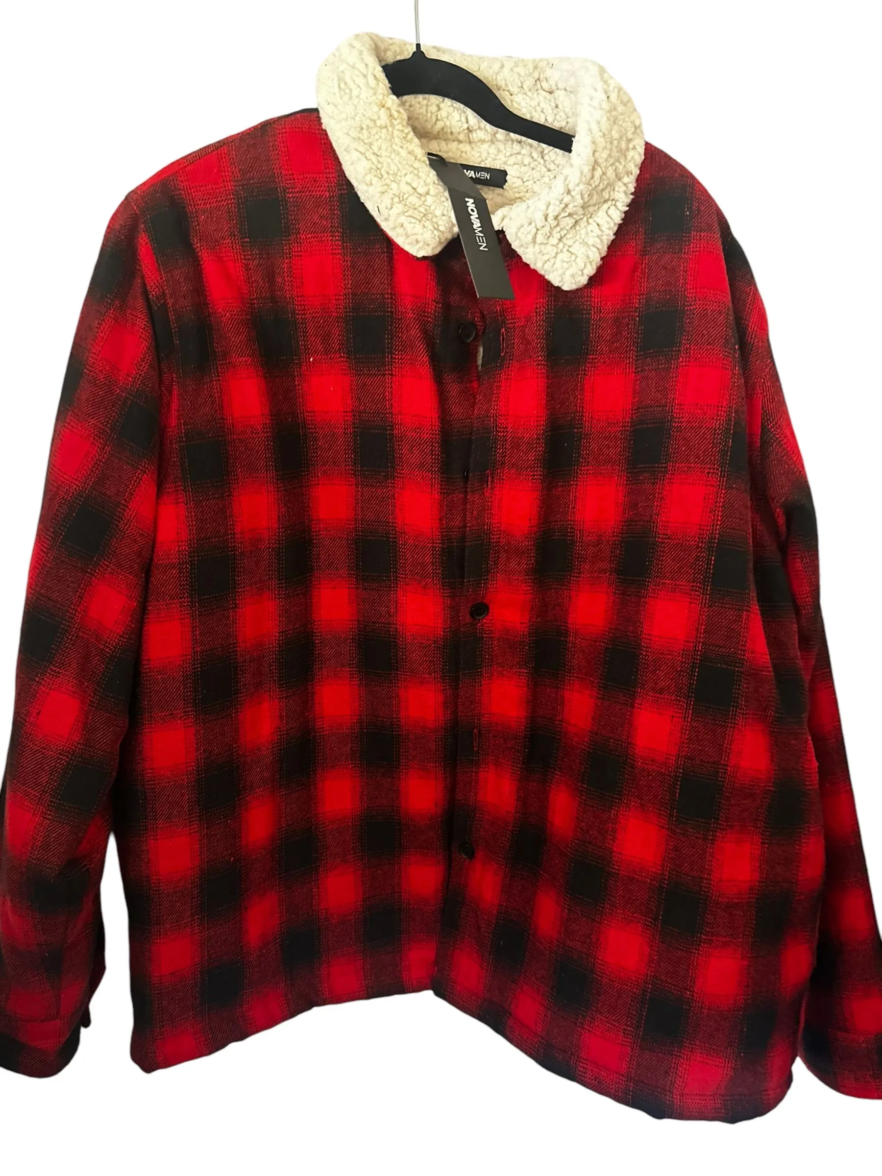 Product image for Nova Men’s Flannel Sherpa Shacket Size Large