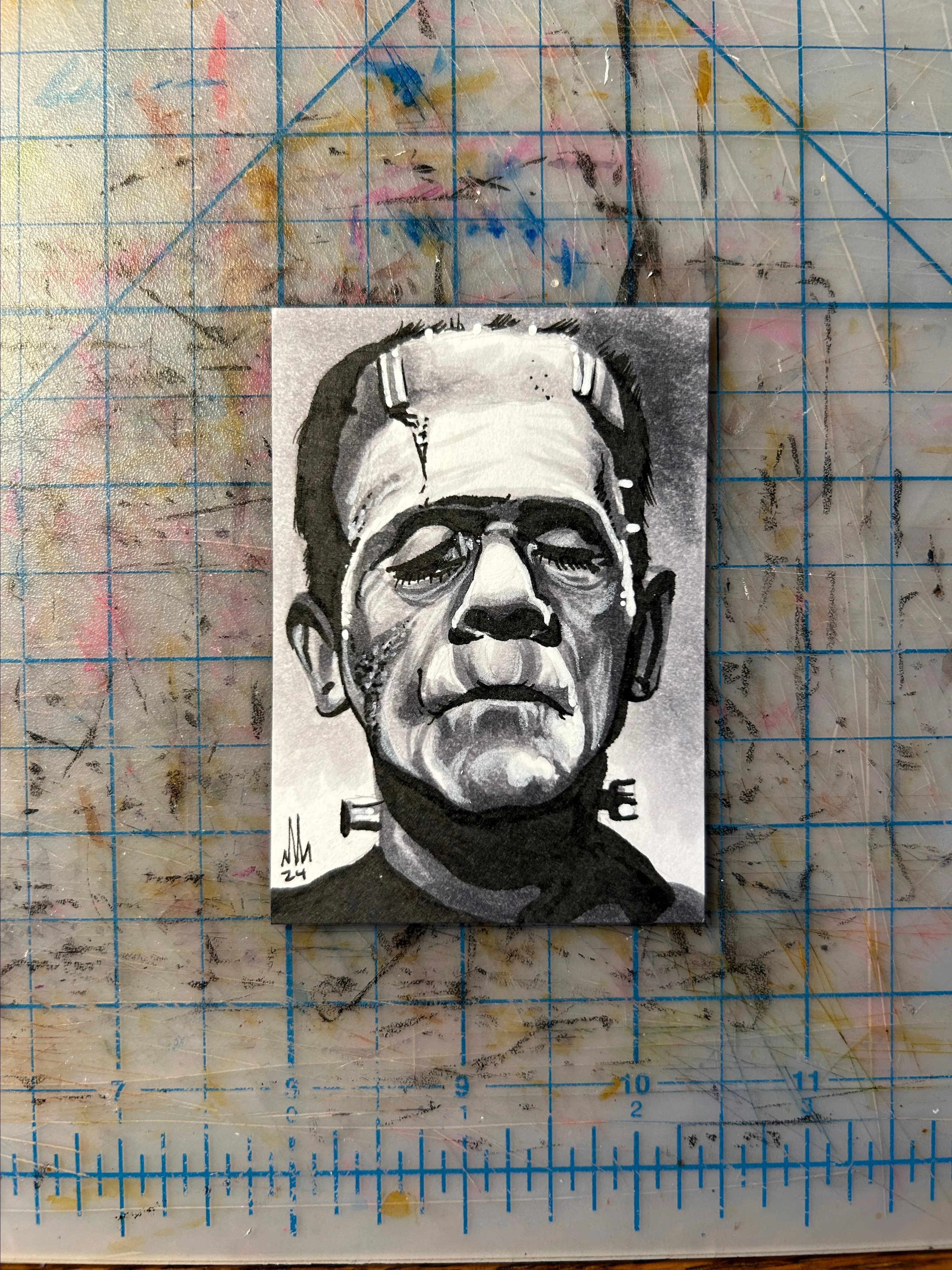 Product image for Frankenstein- Livestreamed B&W sketch card