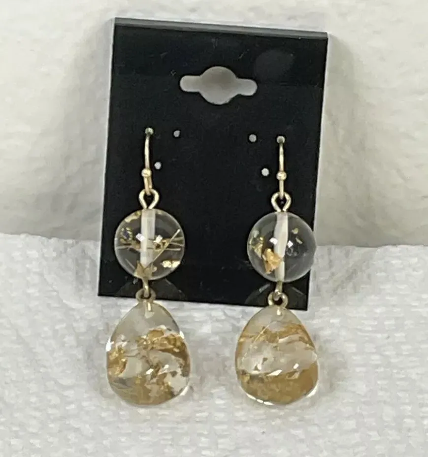 Product image for #40: Gold Leaf Round Shepherd’s Hook Earrings