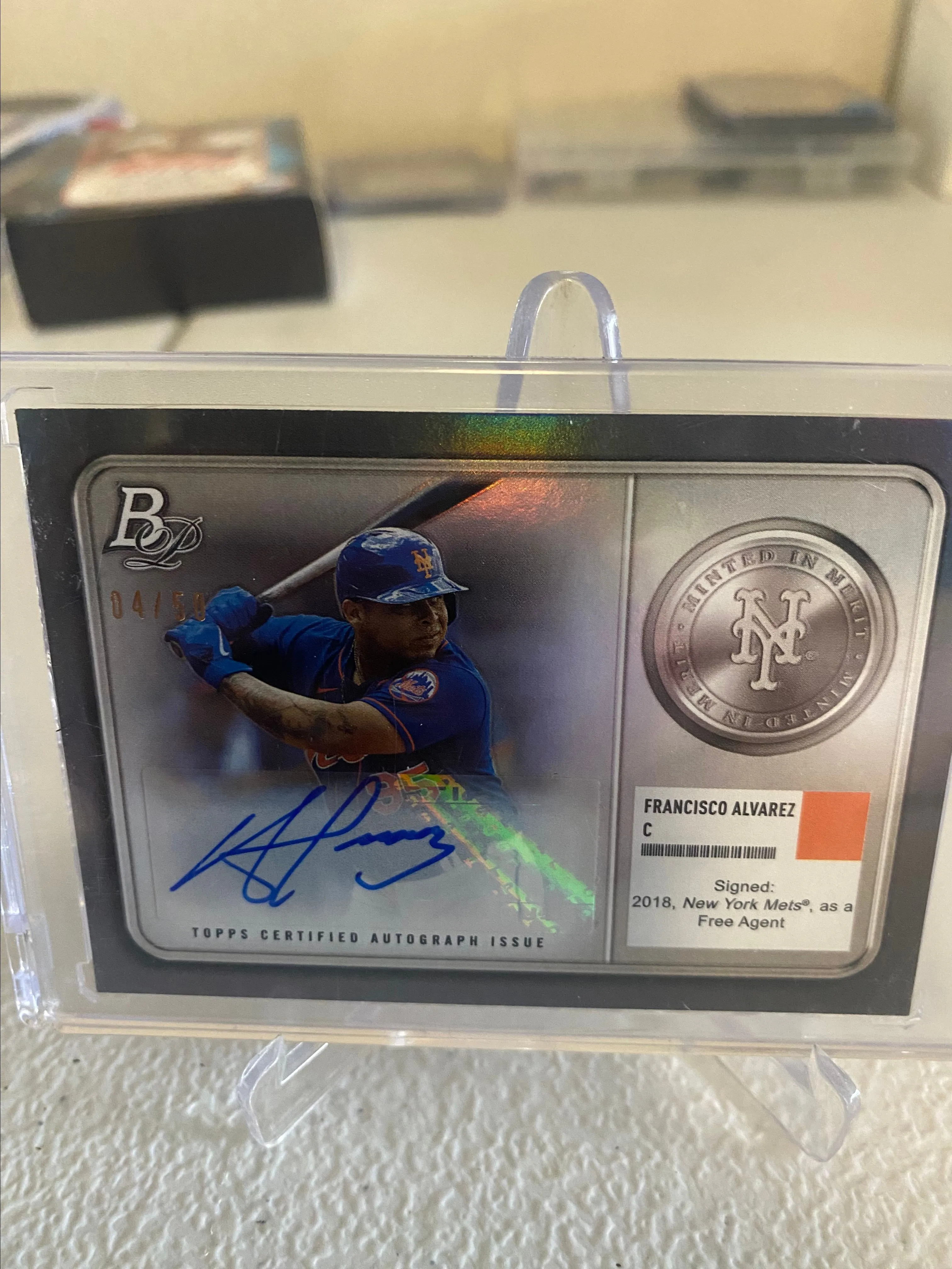 Product image for Bowman platinum minted in merit Francisco Alvarez autographed /50