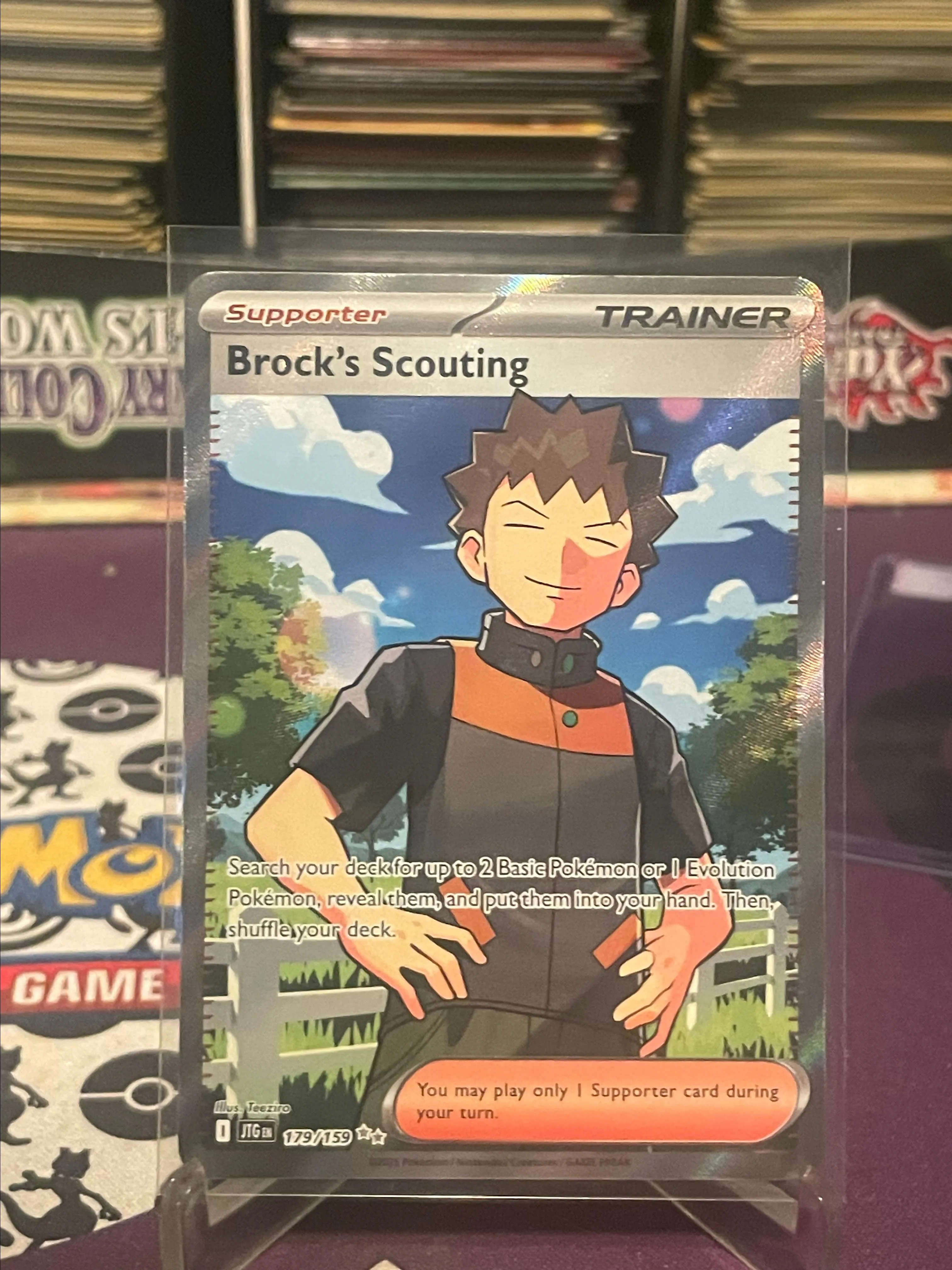 Product image for Brock's Scouting Pokémon Trainer Card