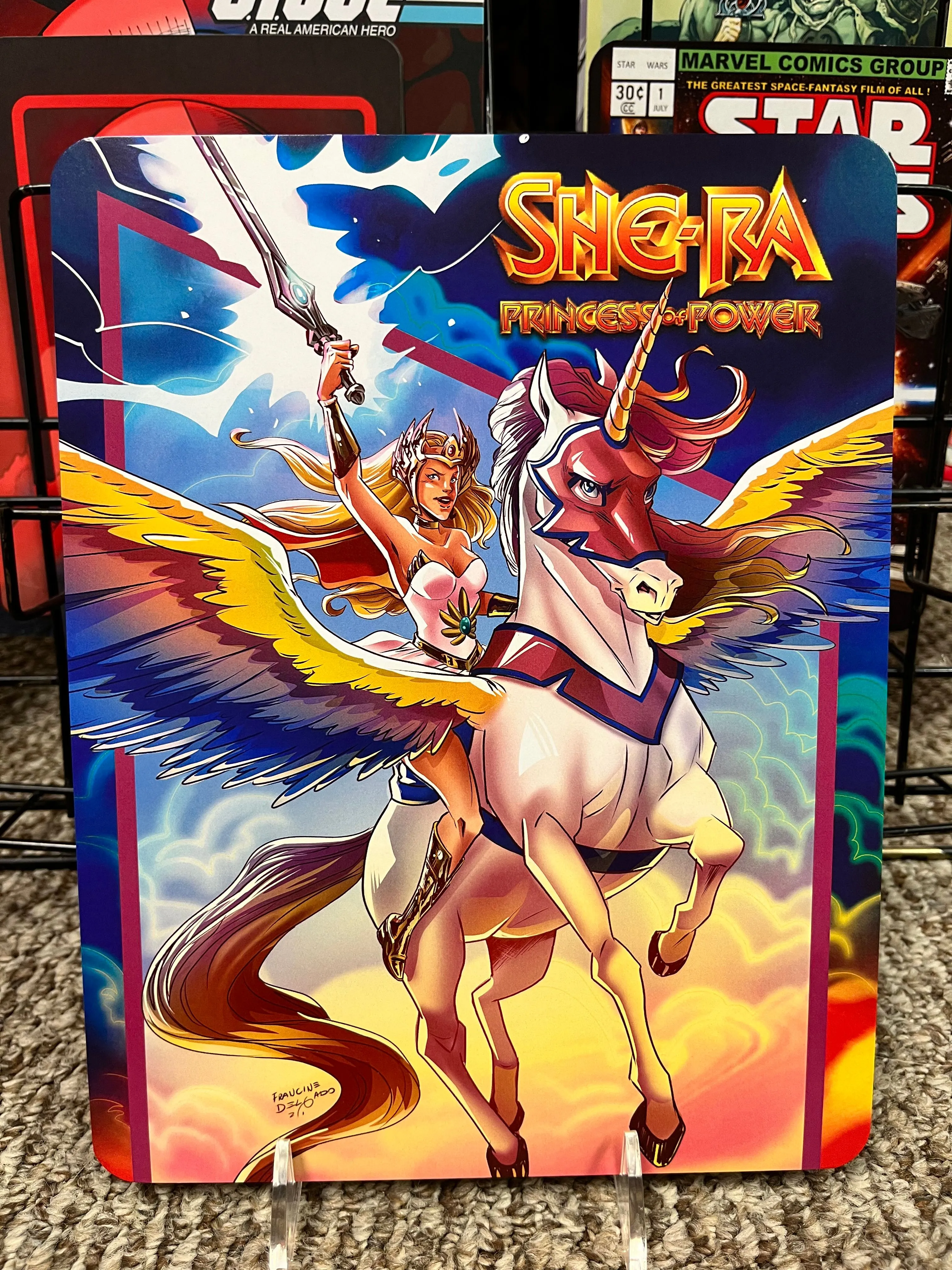 Product image for SHE-RA: PRINCESS OF POWER BY FRANCINE DELGADO, TOY DISPLAY 8.5" x 11" Modern / Card Back Only
