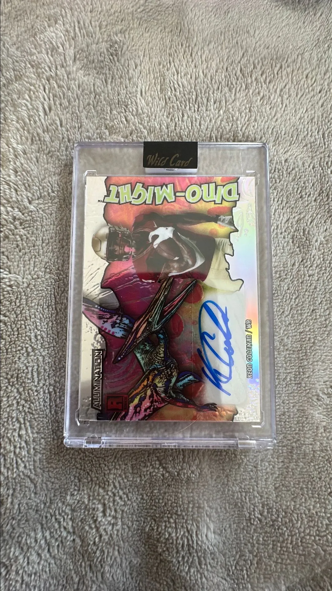 Product image for 2023 Wild Card Alumination Rookie Card Edition - DinoMight Auto Rainbow Pteradactyl
