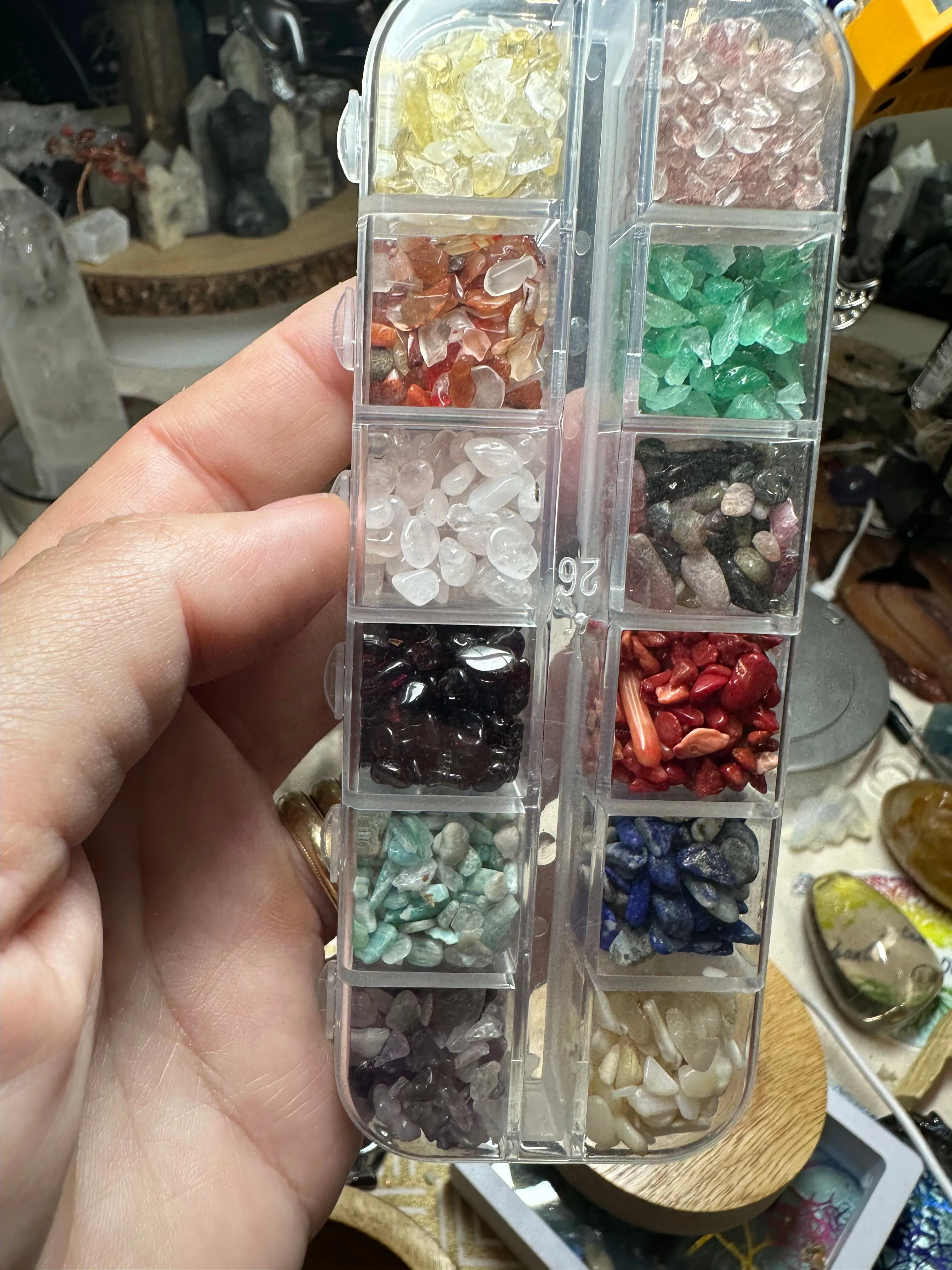 Product image for 12 crystal chip variety in organizer