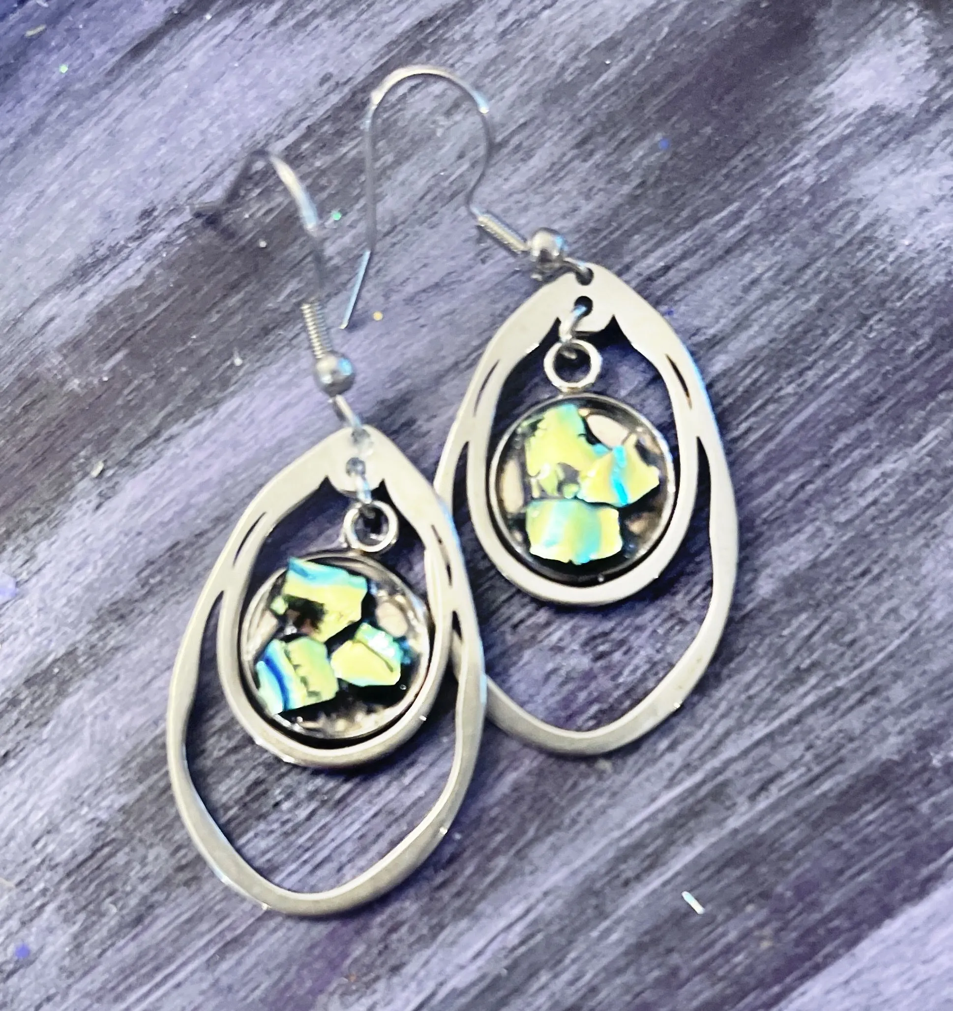Product image for Cut Glass and Silver Dangle Earrings