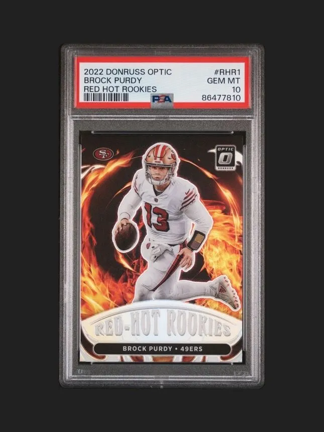 Product image for 2022 Panini Donruss Optic Red Hot Rookies Brock Purdy RHR1 Red Hot Rookies PSA GEM MT 10