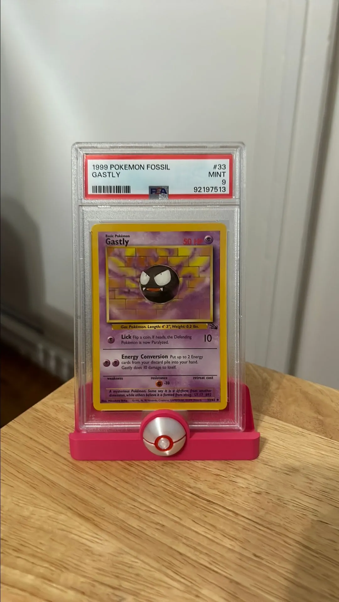 1999 gastly pokemon card GASTLY 1ST EDITION SHADOWLESS PSA 9 – Derpy Cards main image 0