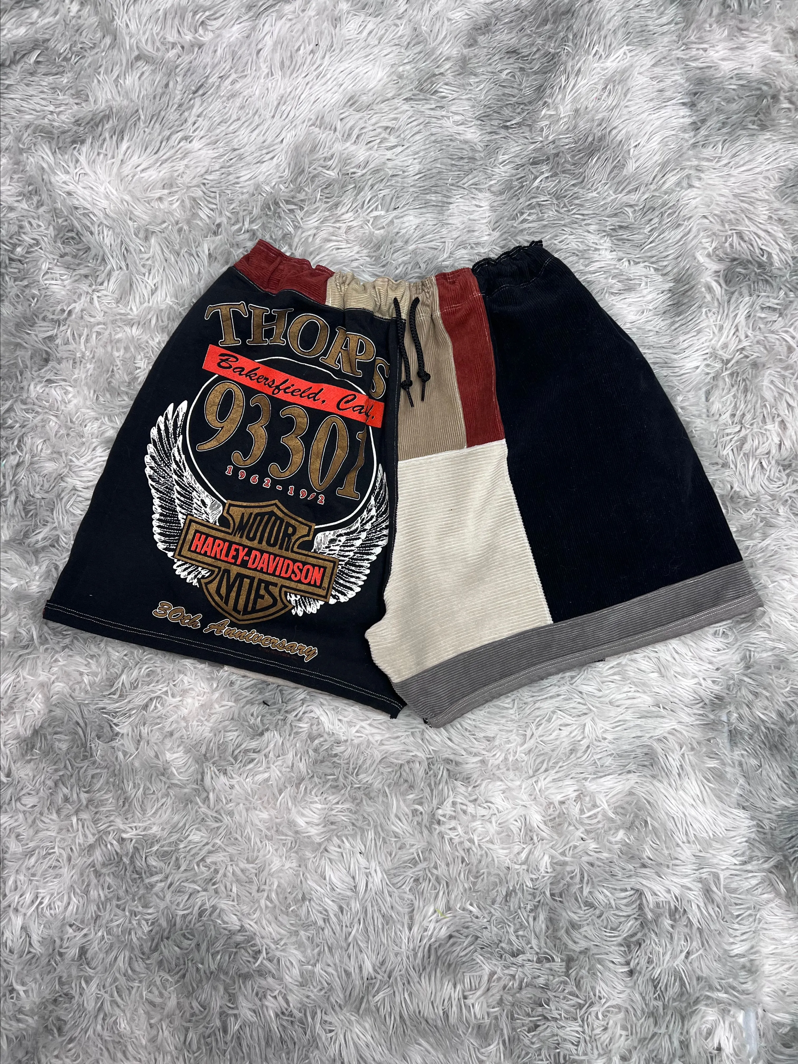Product image for Reworked Harley Patchwork Shorts