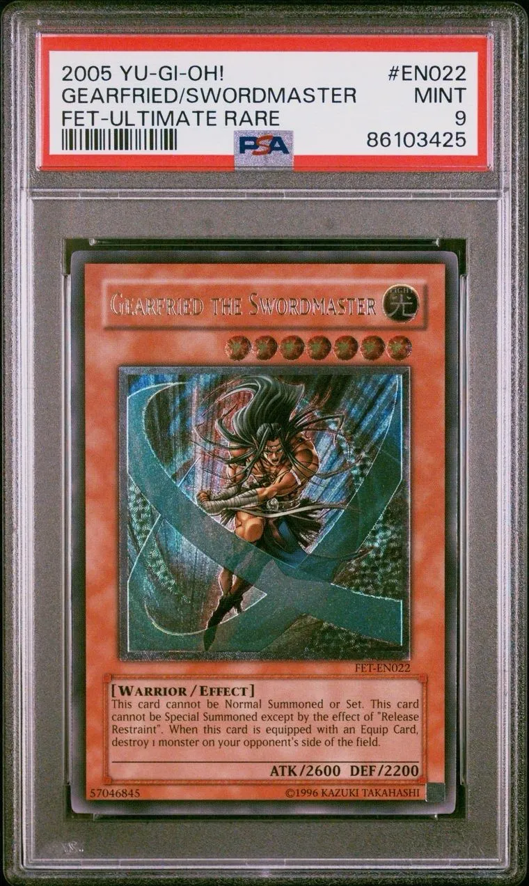 Product image for PSA 9 Yu-Gi-Oh! 2005 Gearfried the Swordsmaster FET-002 1st Edition Ultimate Rare