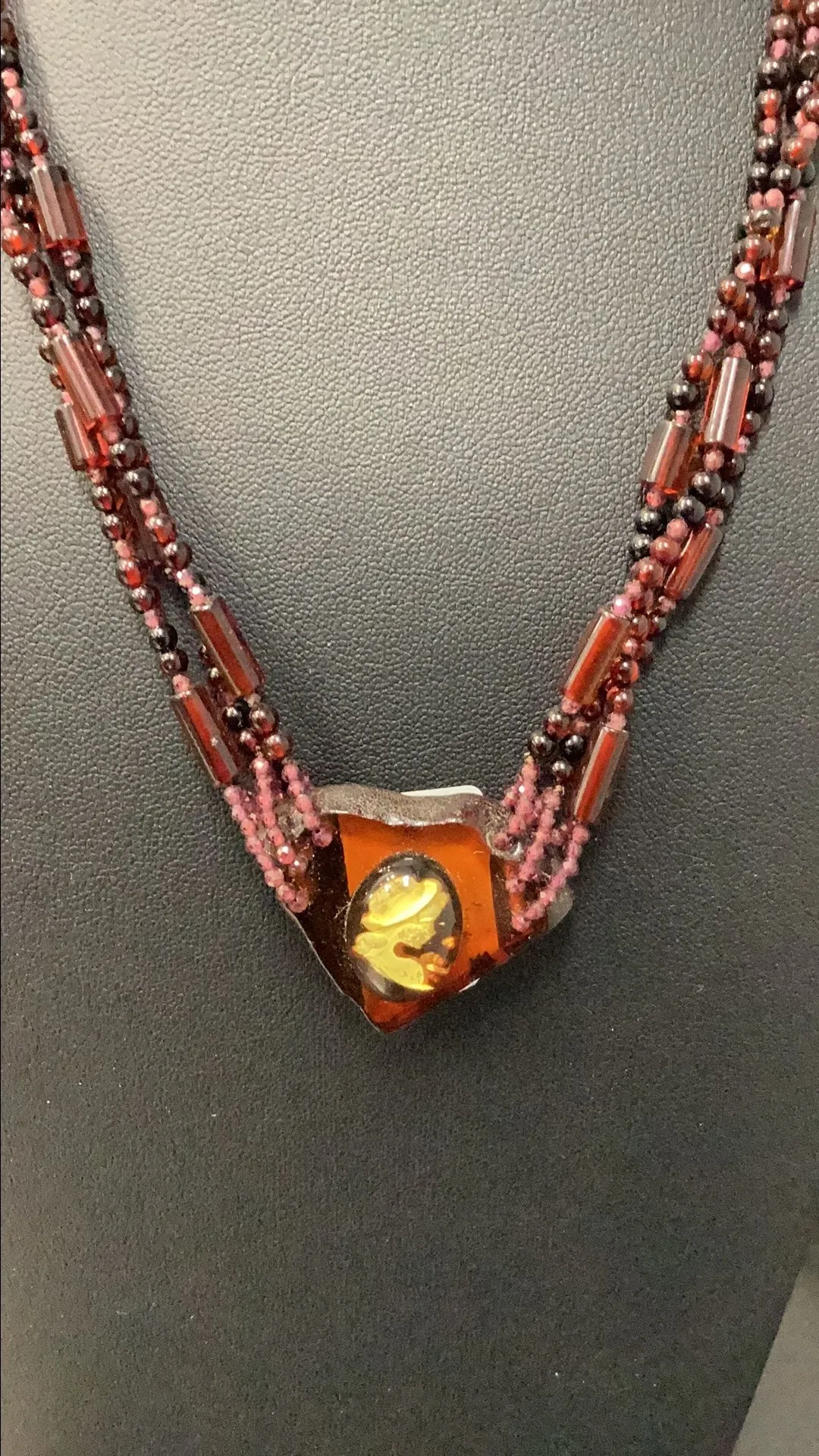 Product image for N1035 Sterling Silver Baltic Amber Cameo Necklace