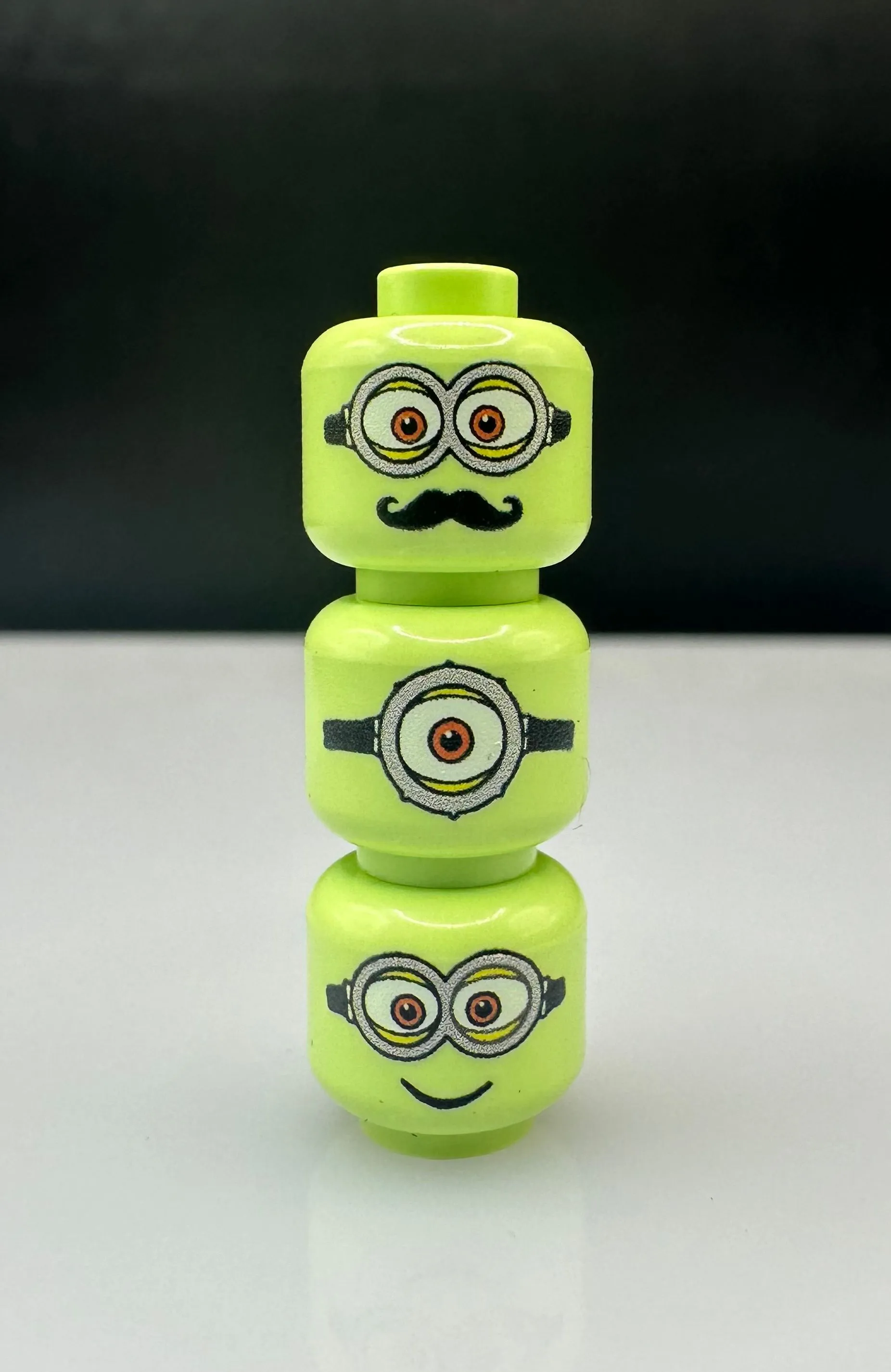 Product image for Custom Lego Minion yellowish green 3pk of Heads
