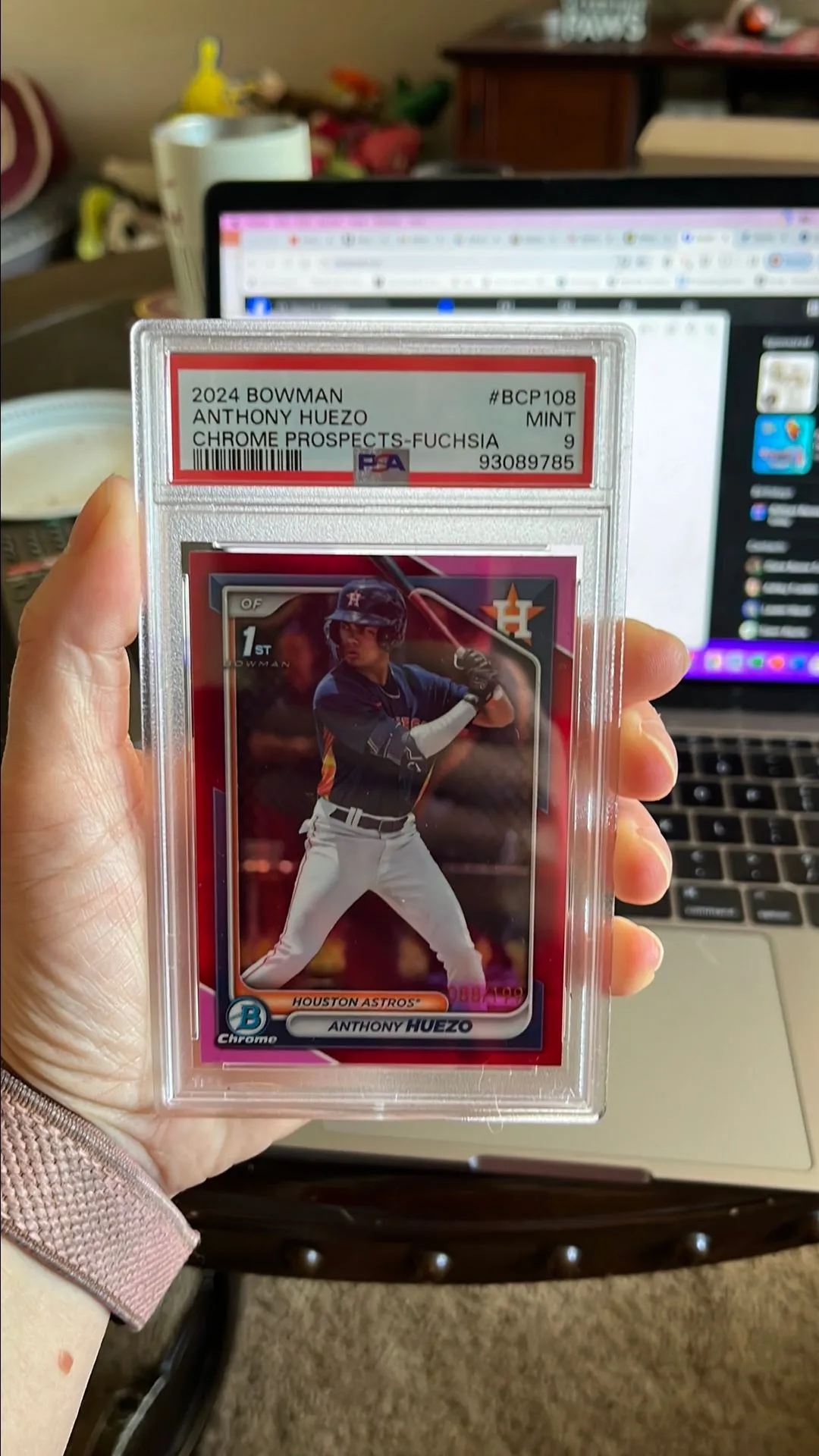 Product image for 2024 Bowman Chrome Prospects Anthony Huezo BCP108 Chrome Prospects-Fuchsia PSA MINT 9