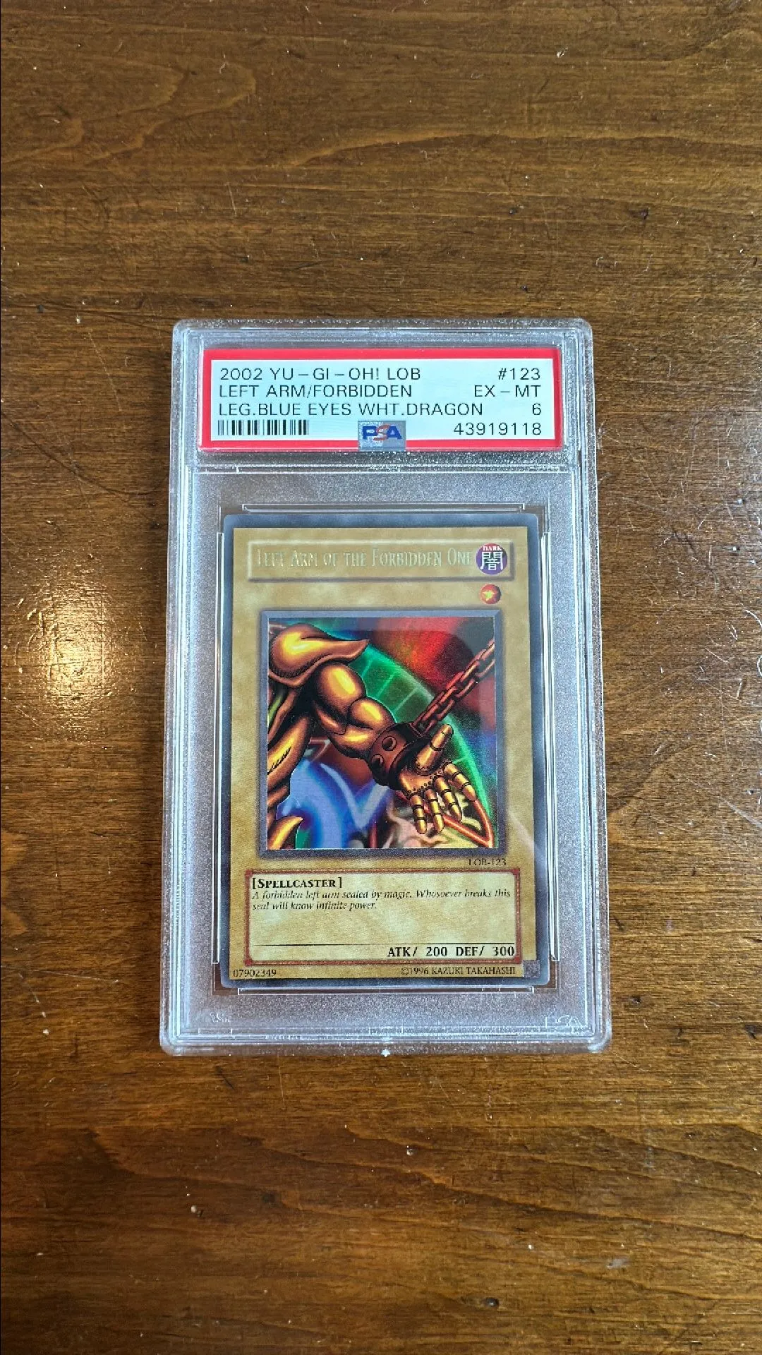 Product image for 2002 Yu-Gi-Oh! LOB Left Arm/Frbdn.One PSA 6