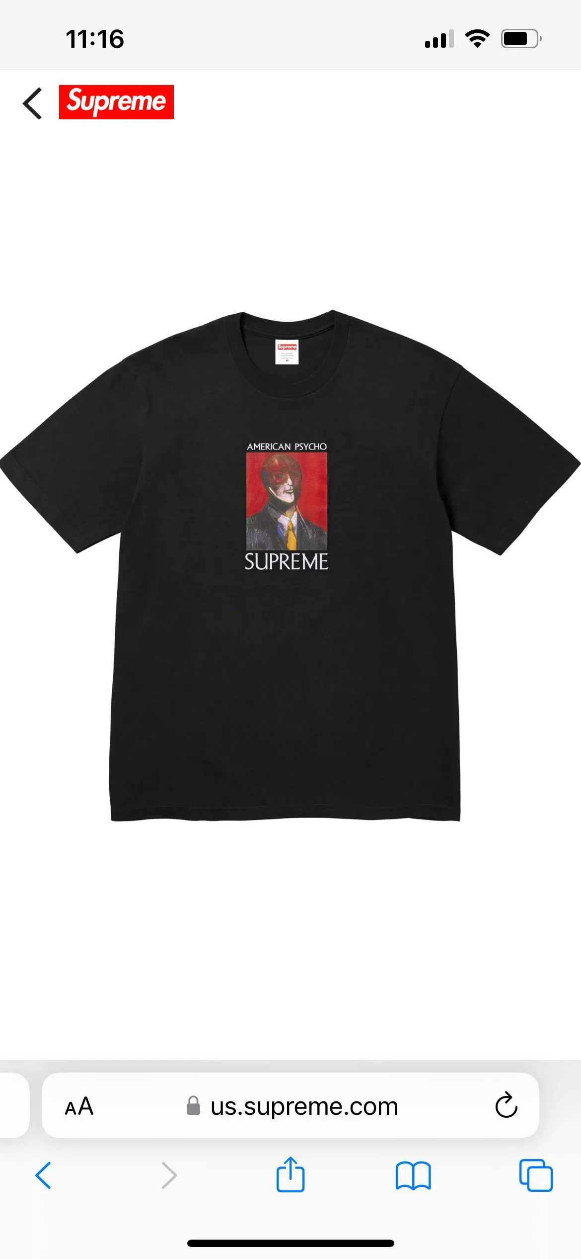 Product image for SUPREME AMERICAN PSYCHO TEE