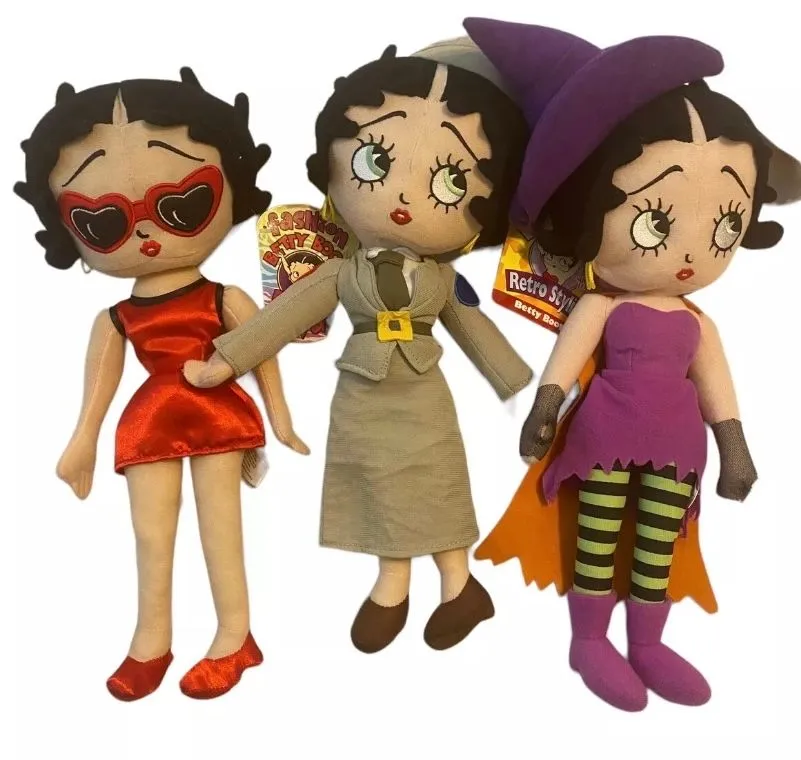 Product image for 3- Betty Boop Plush Dolls 16.5” Sugar Loaf 1 Fashion 1 Trendy 1 Spooky Betty NWT