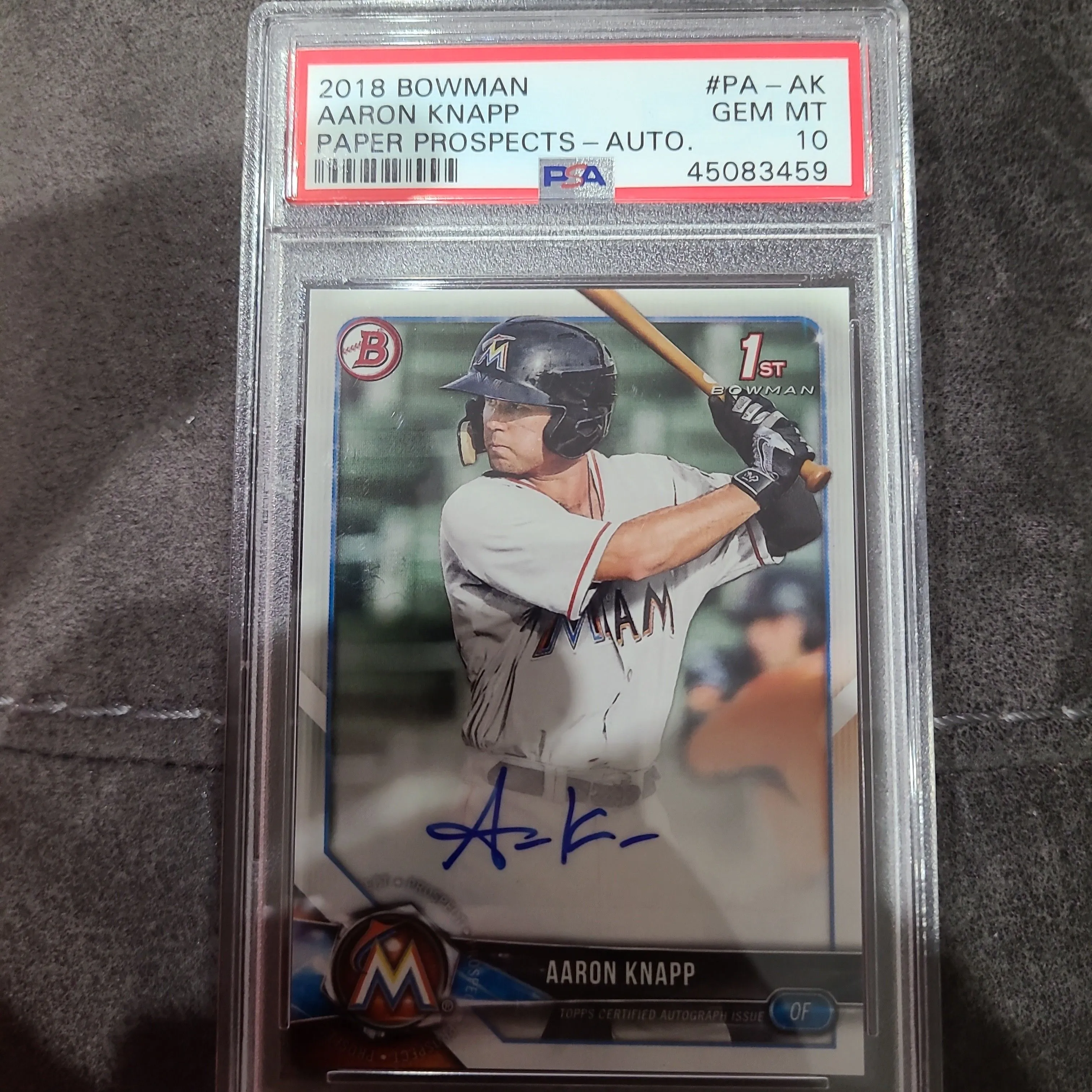 Product image for 2018 Bowman Paper Prospects Autographs Aaron Knapp PA-AK Paper Prospects-Auto. PSA GEM MT 10