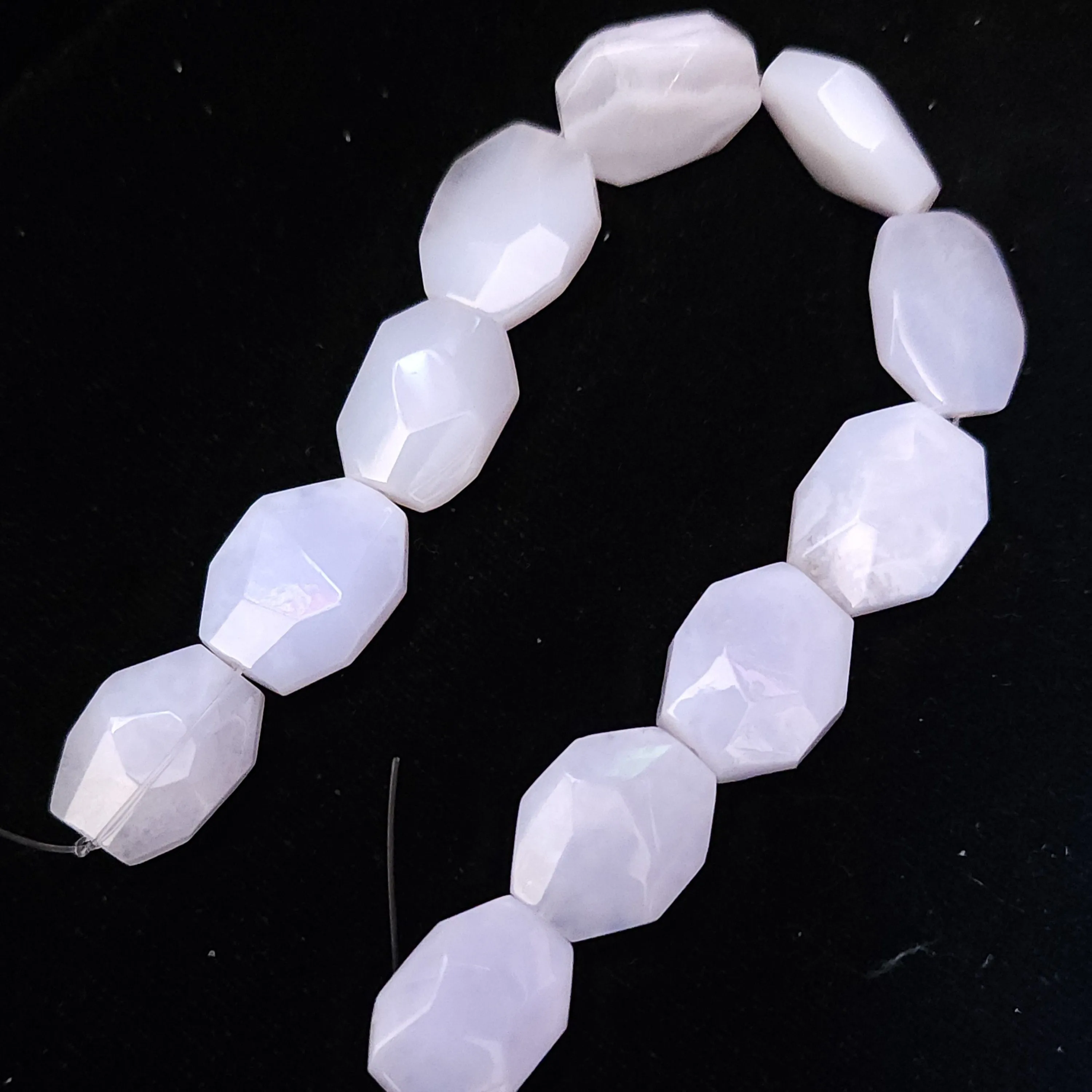 Product image for #10NN: Blue Chalcedony Faceted Octagonal Beads,  20x15mm