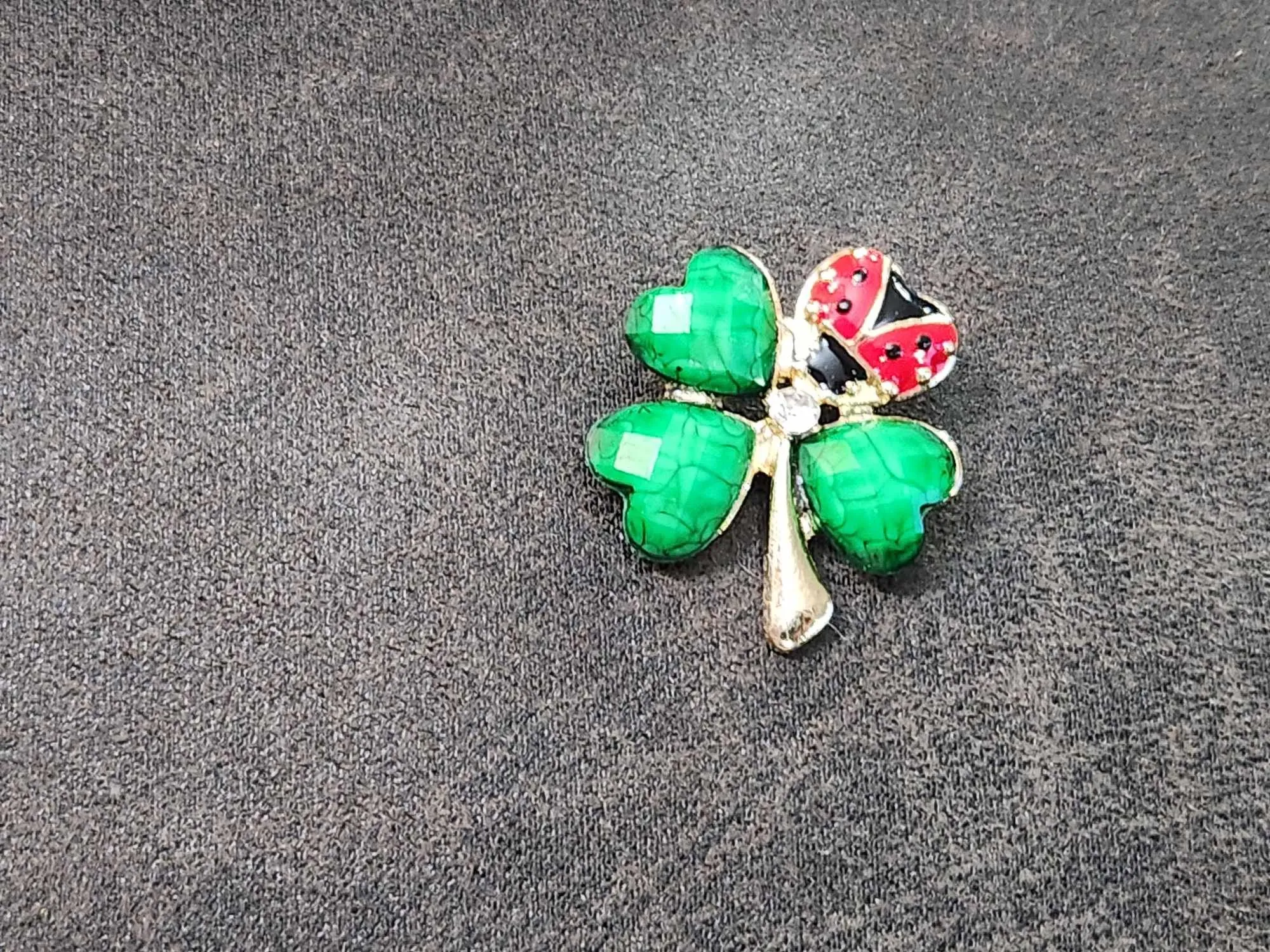 Product image for Four Leaf Clover Lucky Lady Bug Brooch