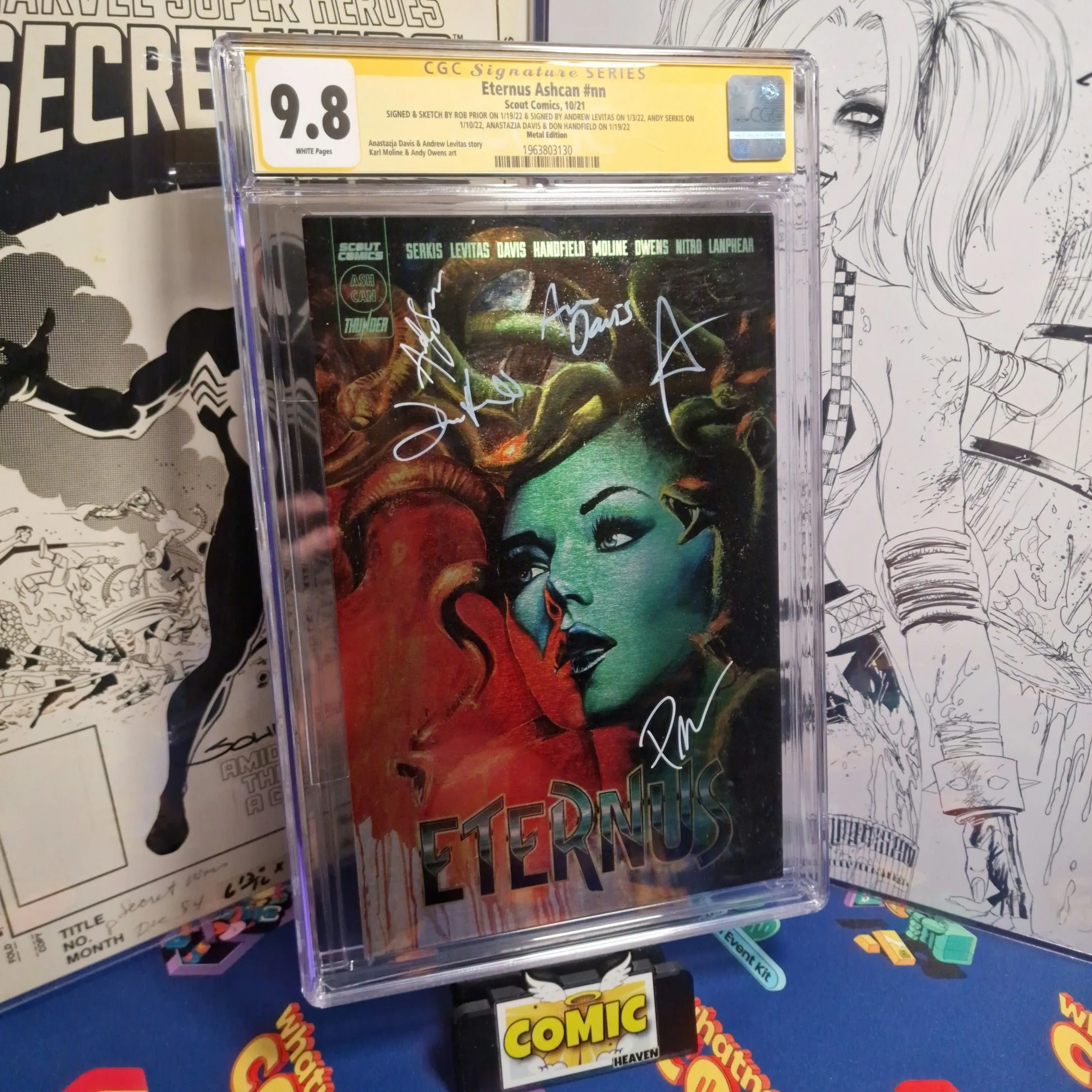 Product image for 00. CGC Eternus #1 CGC SS 9.8 Ashcan 5x signed Andy Serkis 🔥 Metal Edition 🔥 LTD 250