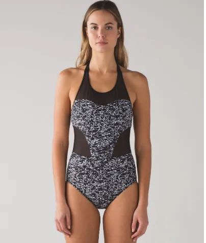 Product image for Lululemon Race With Me One Piece Iced Wave White Black / Black